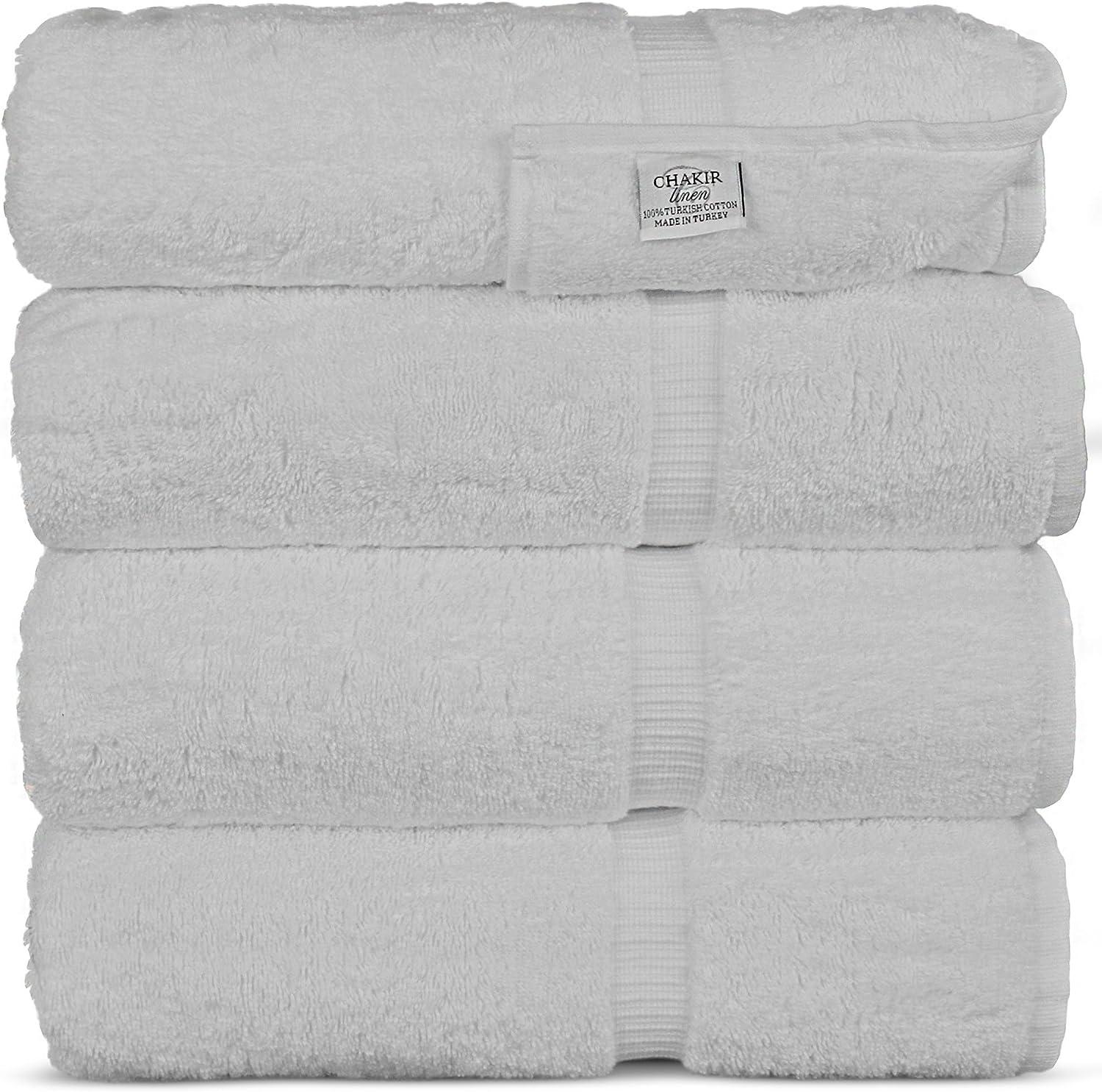 Chakir Turkish Linens Turkish Cotton Luxury Hotel & Spa Bath Towel Bath  Towel - Set of 4 White Bath Towel - Set of 4 White