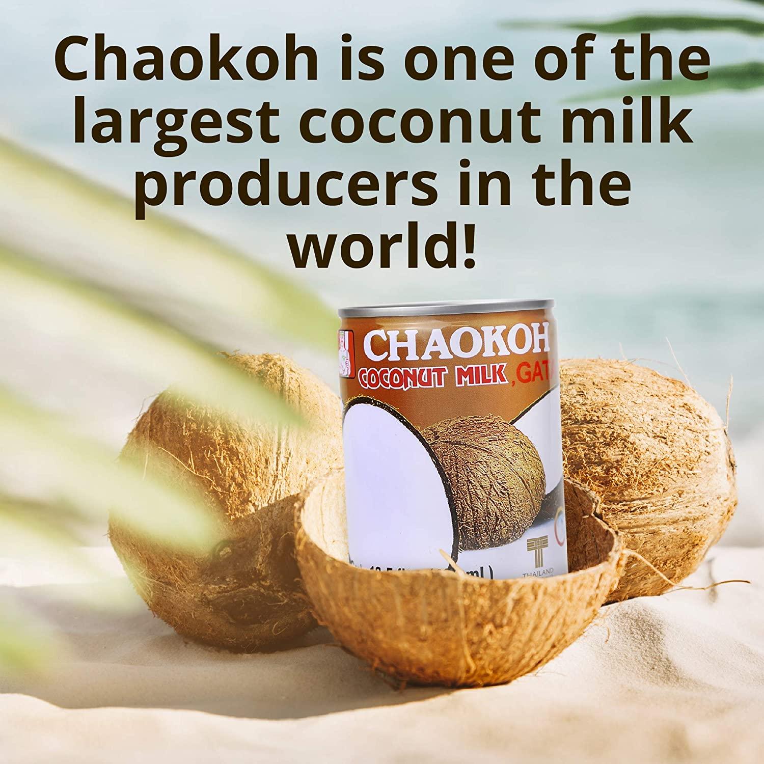 Chaokoh Coconut Milk Unsweetened 6 Pack Premium, Canned Coconut Milk