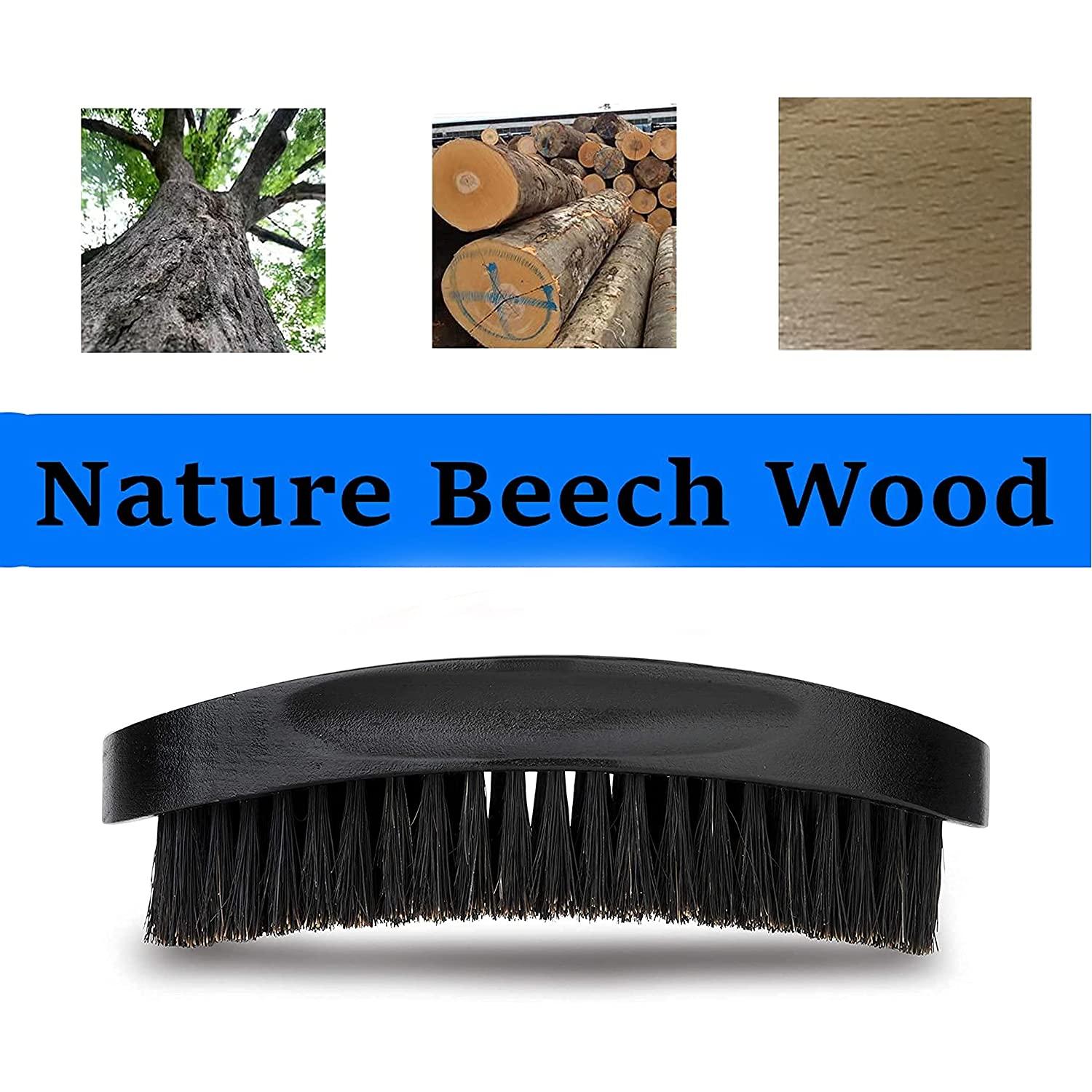 Premium Palm Wave Brush Medium Hard Palm Curved Wave Brush for Men Made with Nature Beech