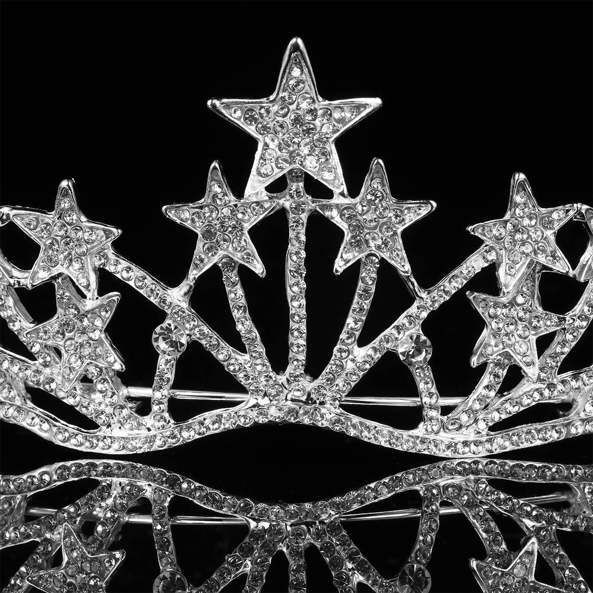 Lurrose Star Shaped Rhinestone Crowns Bridal Crowns Tiaras Bridal