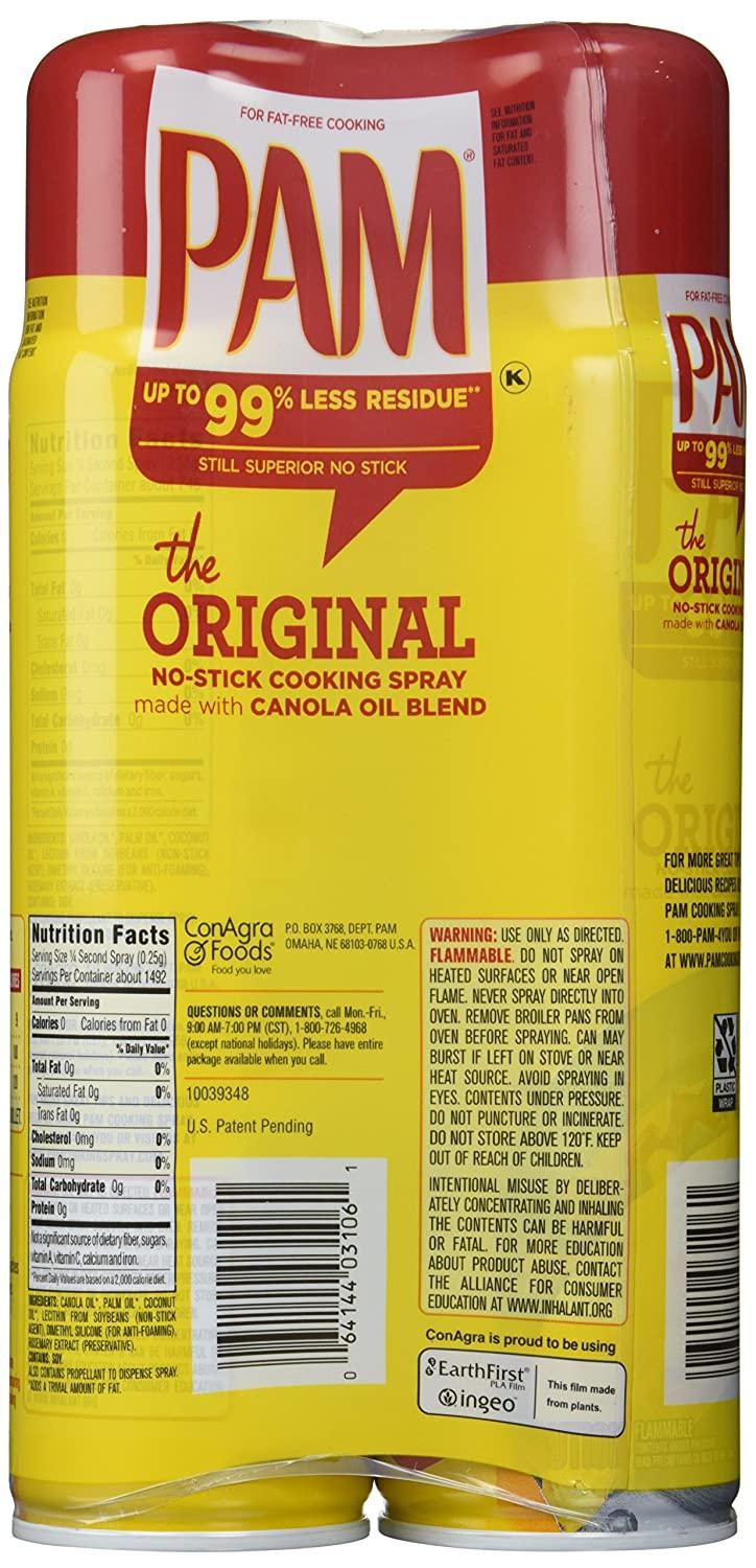 PAM NoStick Cooking Spray Cans, 16 Ounce, 2 Pack