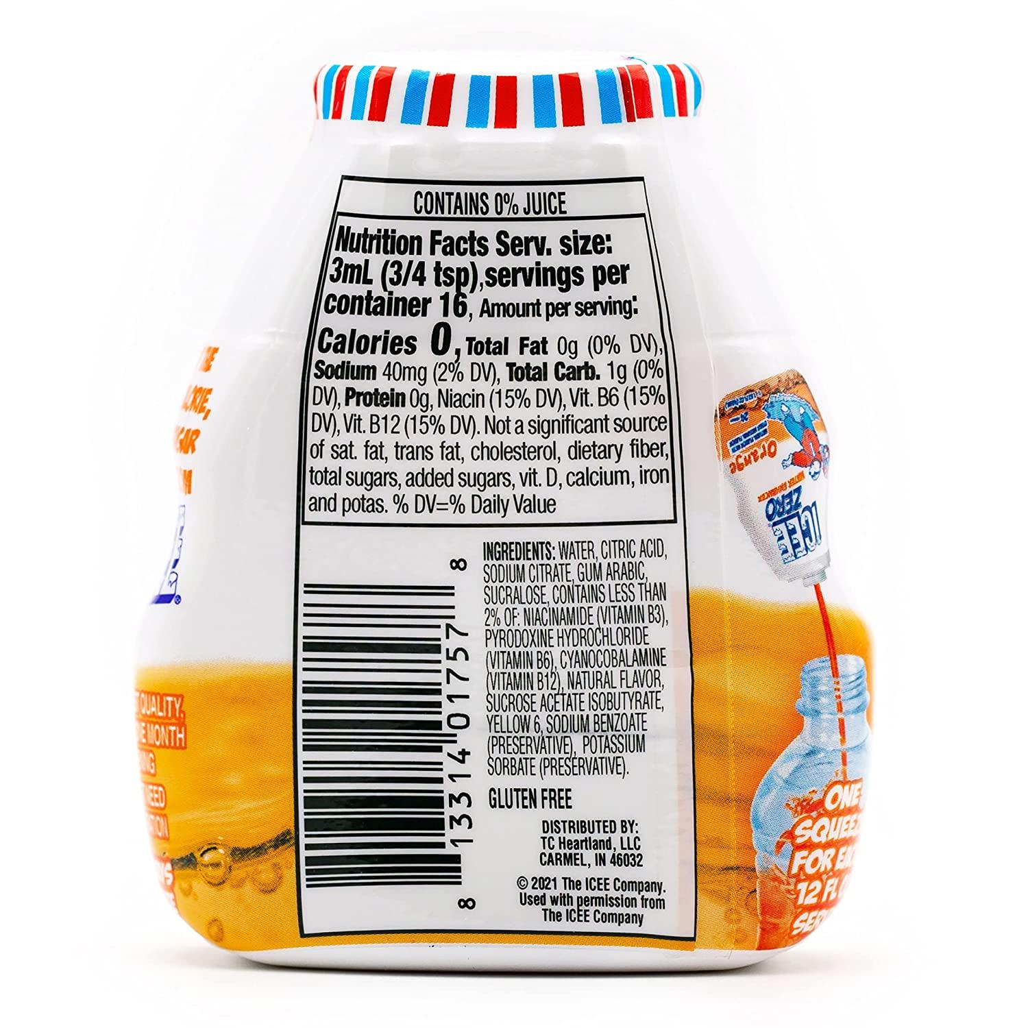 ICEE Zero Calorie Orange Liquid Water Enhancer Drink Mix, Natural Flavor Drops, Sugar Free, 1.62