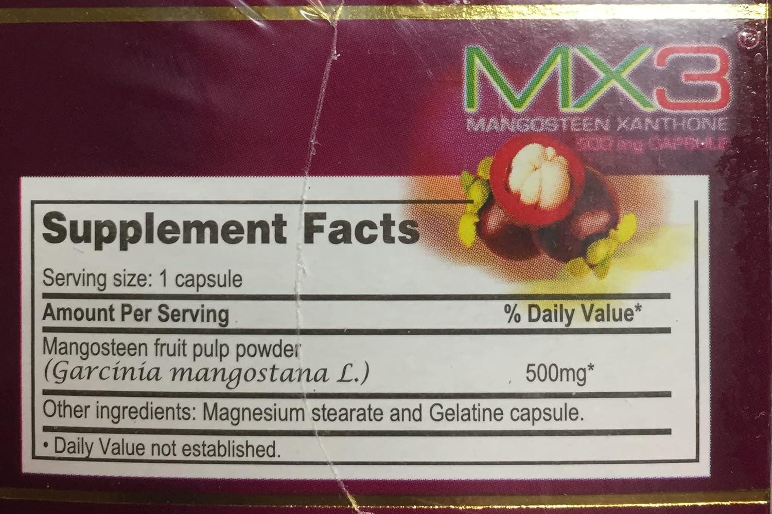 MX3 Capsule (Mangosteen) 60 Capsules Powerful Antioxidant Supplement