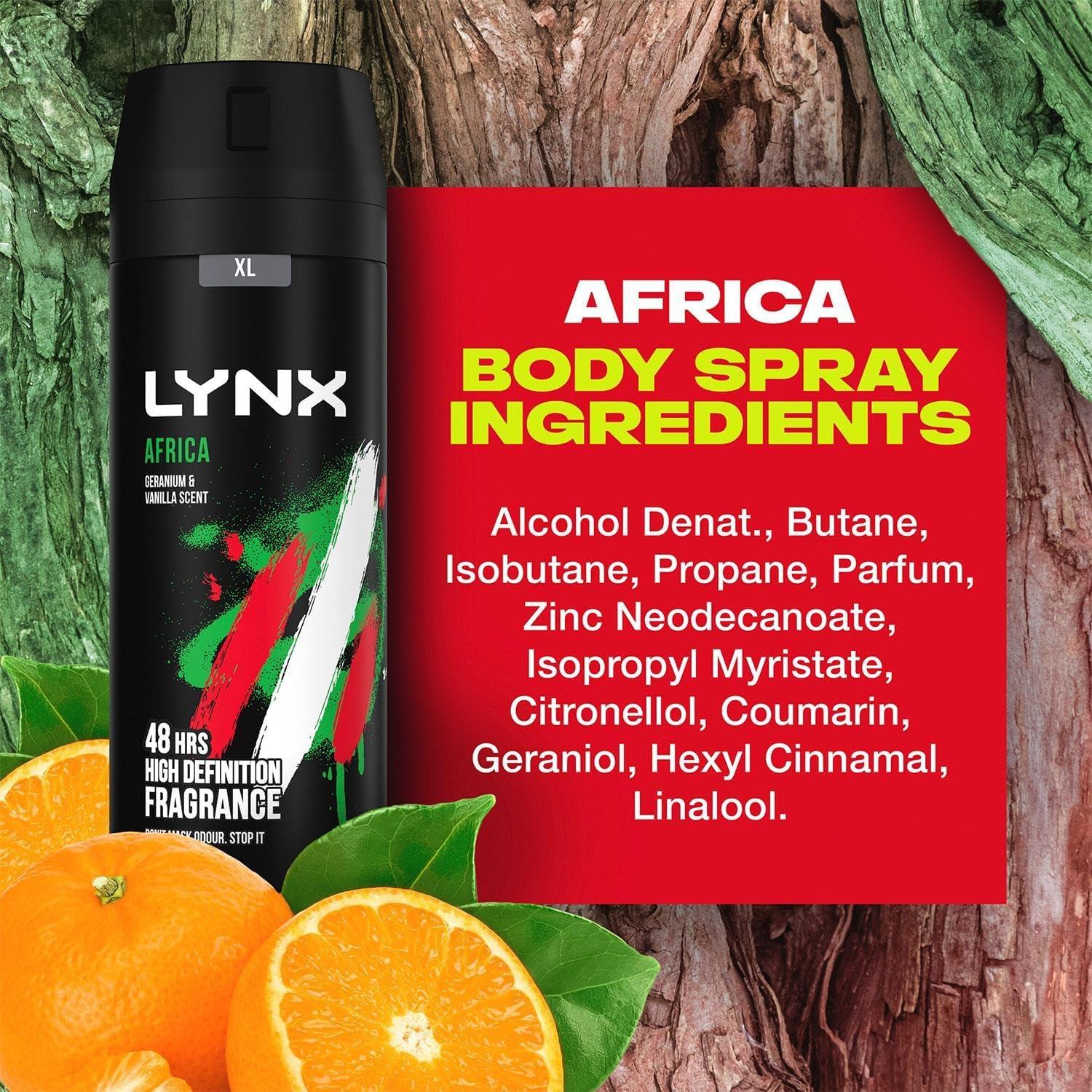 Lynx XL Africa Body Spray 48H Fresh Mandarin & Sandalwood