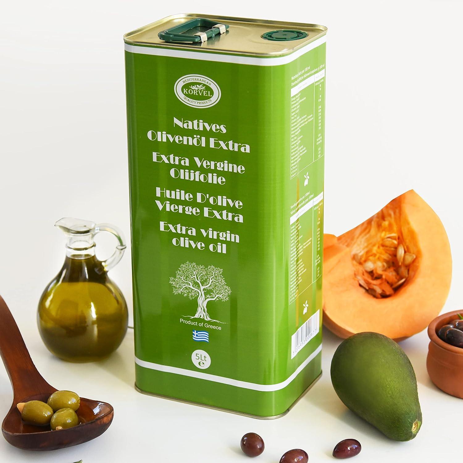 KORVEL Olive Oil - Premium Extra Virgin Olive Oil 5 liter - Fresh