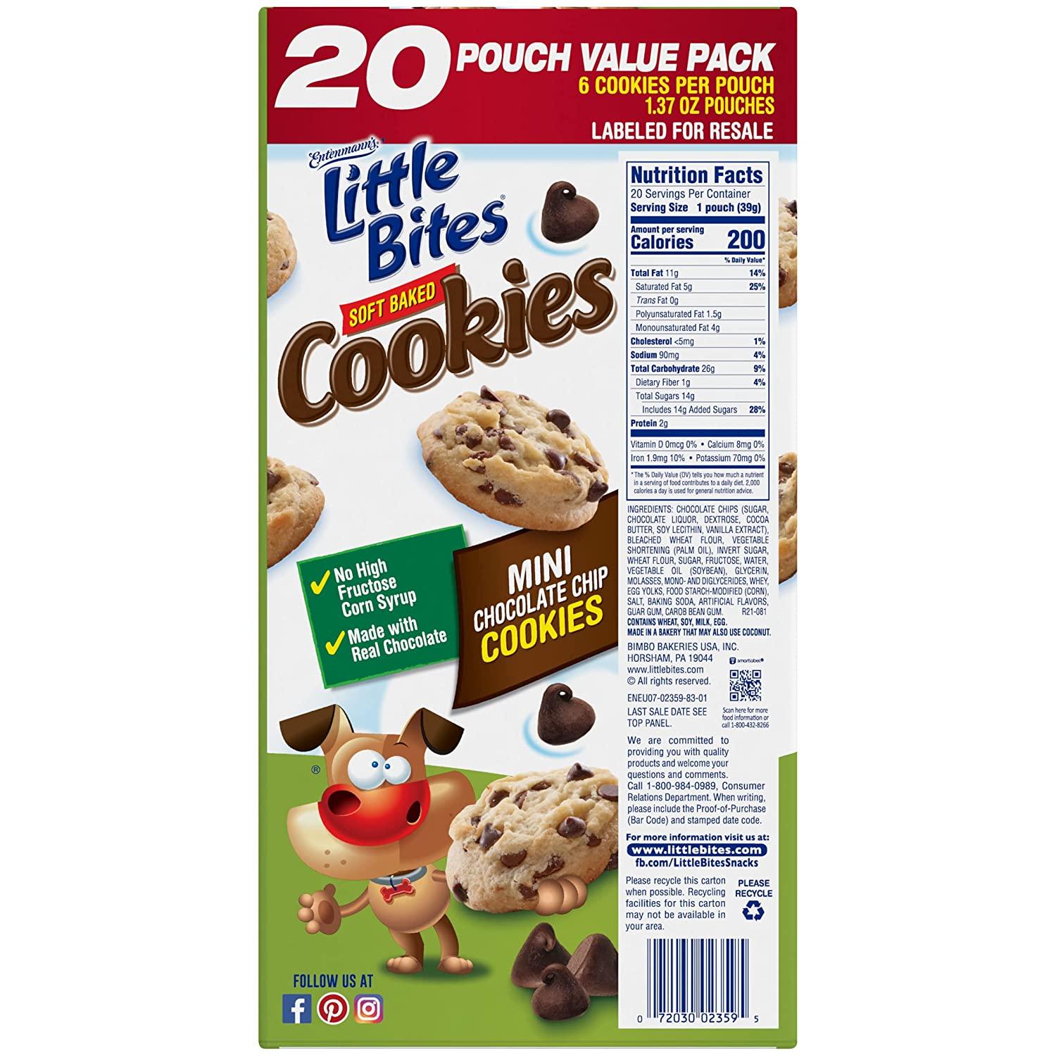 Entenmann's Little Bites Soft Baked Chocolate Chip Cookies, Bite Sized