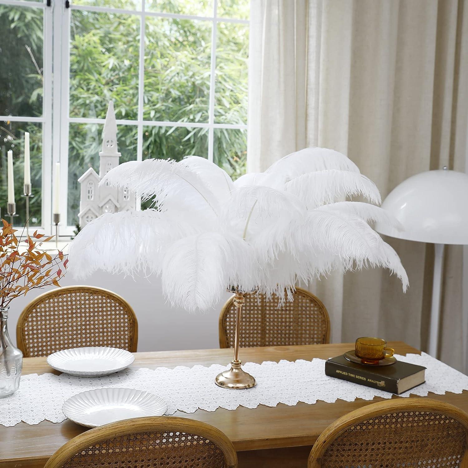 Larryhot 16-18inch Ostrich Feathers Plumas - 10pcs Boho Feathers for Vase Decoration,Wedding Party Centerpieces and Home Decorations (Champagne)