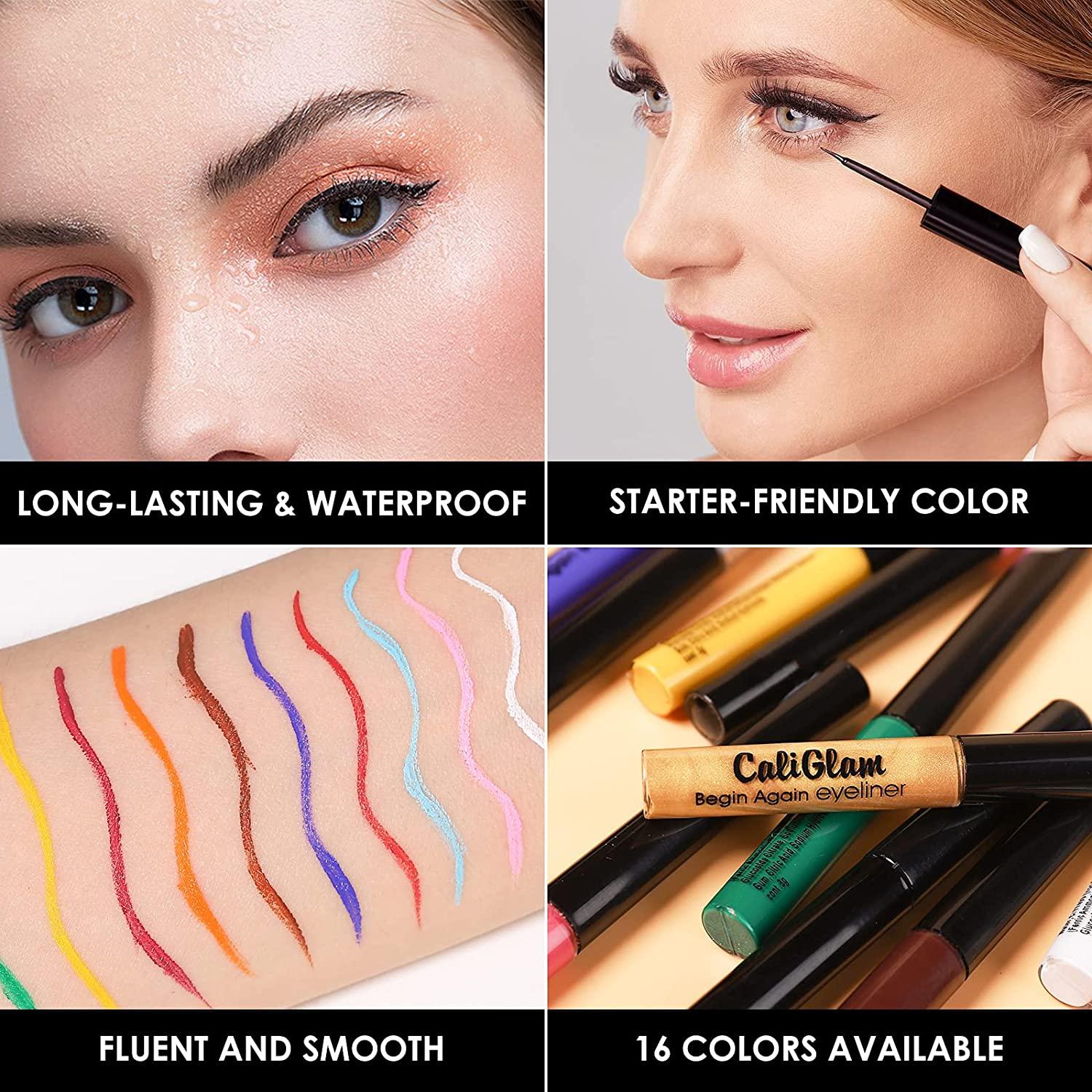 16 Color Matte Liquid Eyeliner Set,Glitter Gold Silver Eye Liners Waterproof  High Pigmented Long Lasting Eyeliner Pencil Eye Makeup Kit
