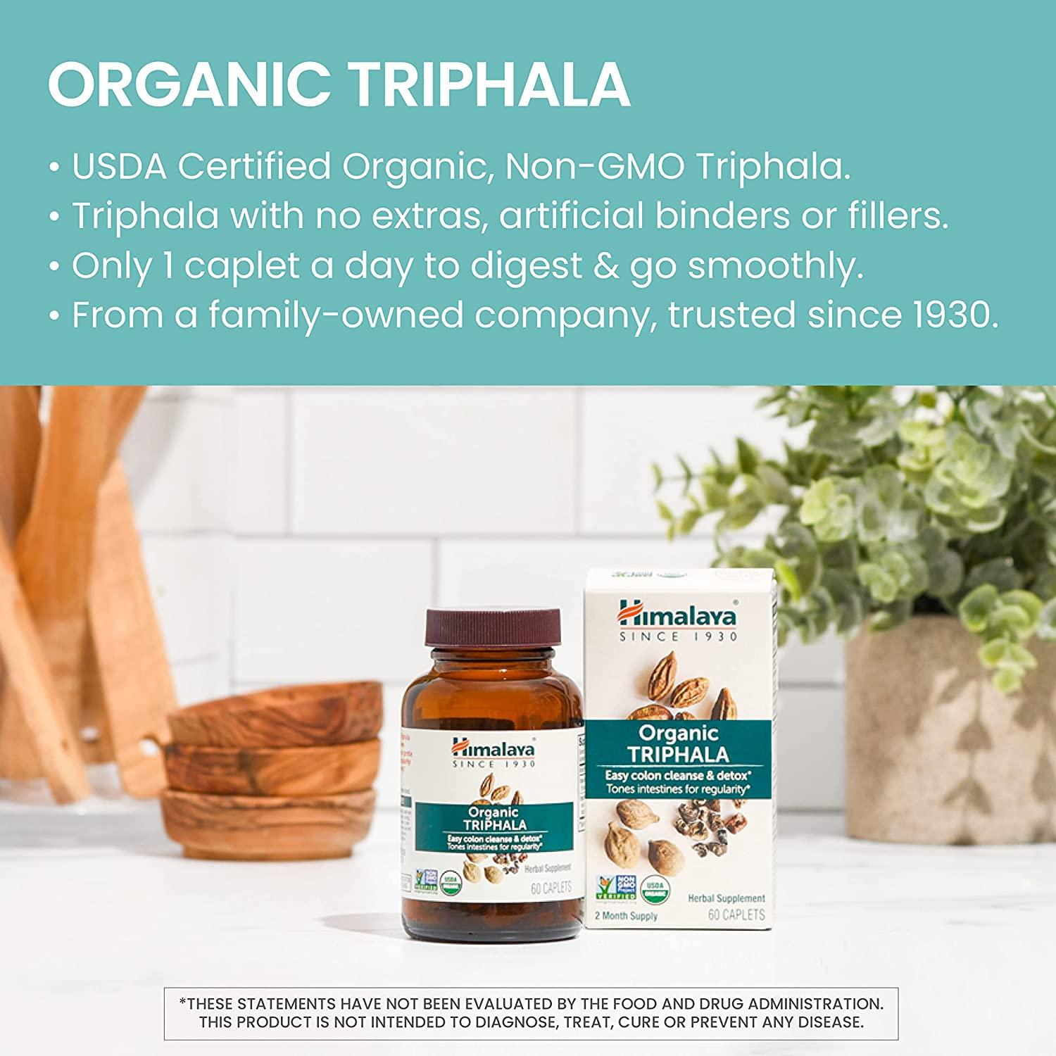 Himalaya Organic Triphala Colon Cleanse 90 Caplets Digestive Supplement for Occasional