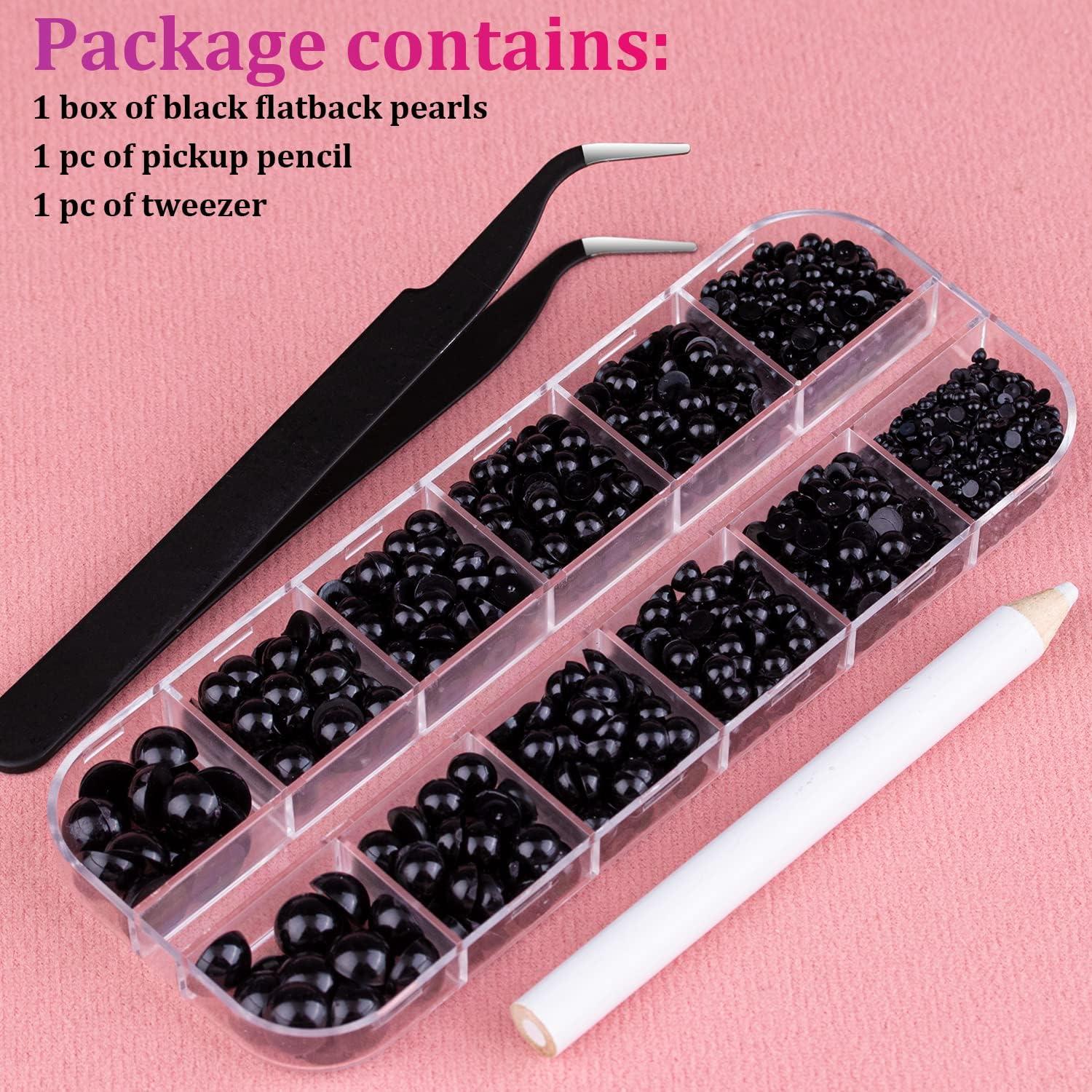Belleboost Flat Back Pearls Kits 3 Boxes of Flatback White Half Round Pearls  with Pickup Pencil and Tweezer for Home DIY and Professional Nail Art, Face  Makeup and Craft 