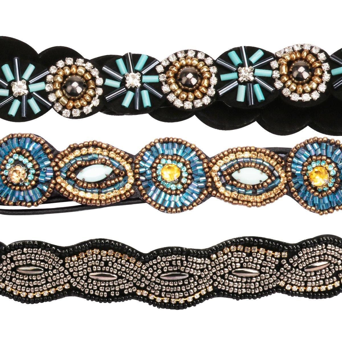MTLEE 6 Pieces Beaded Headbands Sparkly Crystal Spain