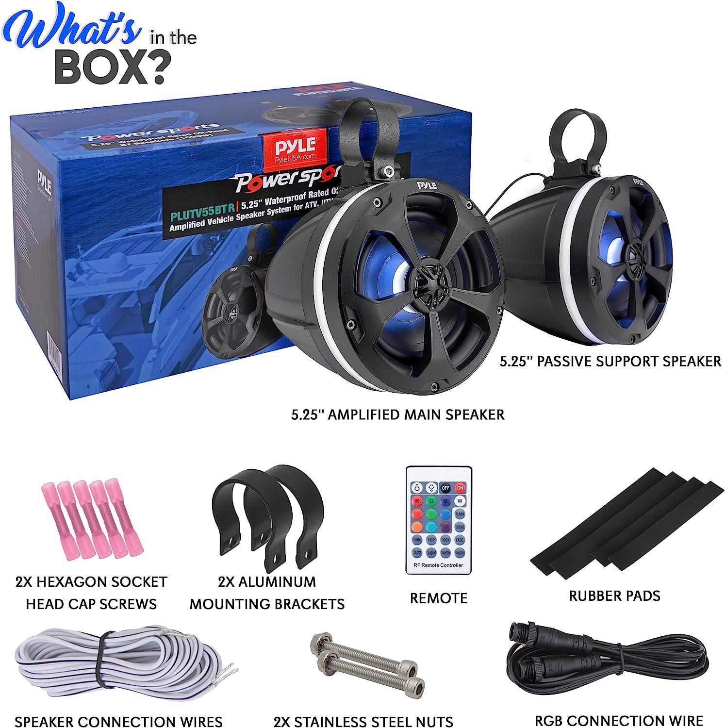 Pyle PLUTV55BTR 1000W Waterproof Off Road Speakers with RGB