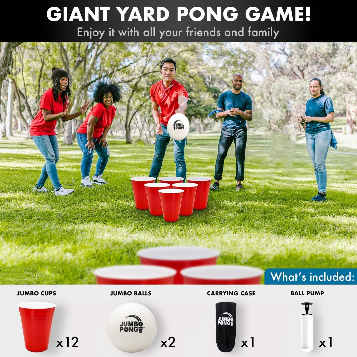 Jumbo Pong Giant Yard Pong Game for Outdoor Lawn, Backyard, Camping
