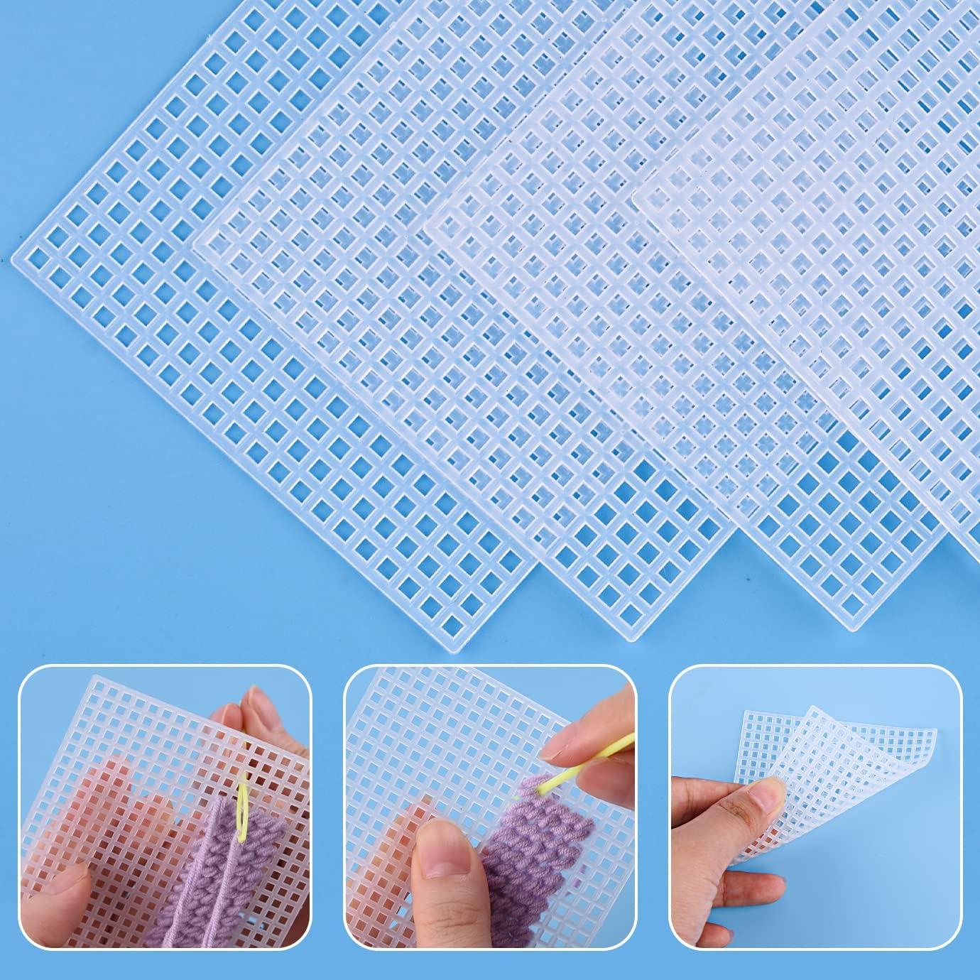 WXJ13 5 Pieces Plastic Mesh Canvas Sheets for Embroidery, 7 Count