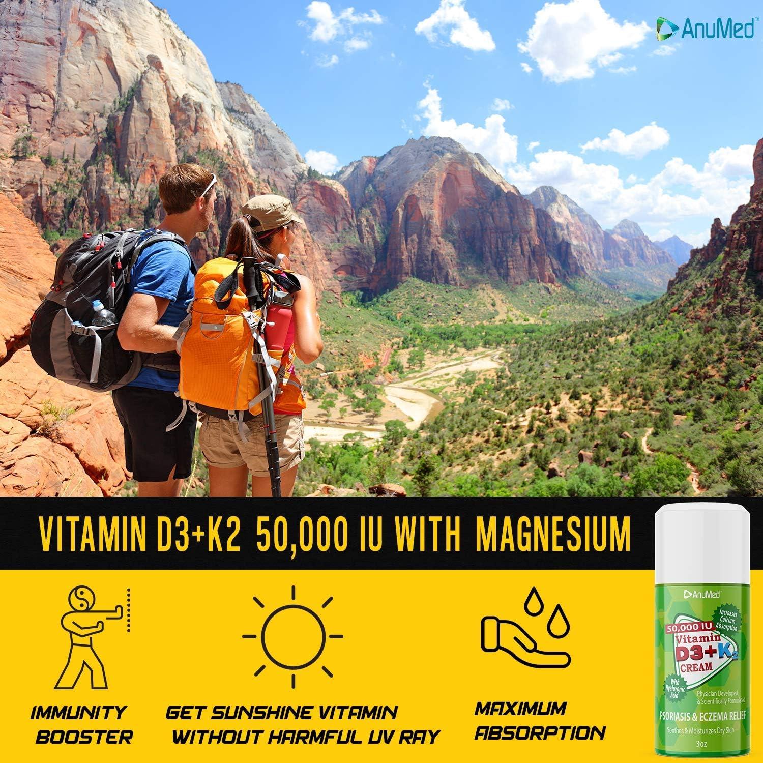 AnuMed Vitamin D3 with K2 50 000 IU Cream Maximum Strength with