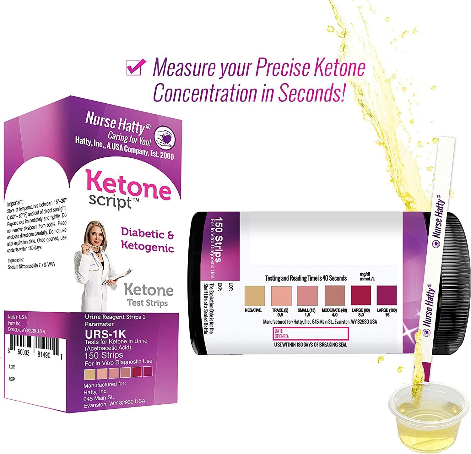 Nurse Hatty Diabetic & Ketogenic Keto Strips 150ct Long Ketone Test