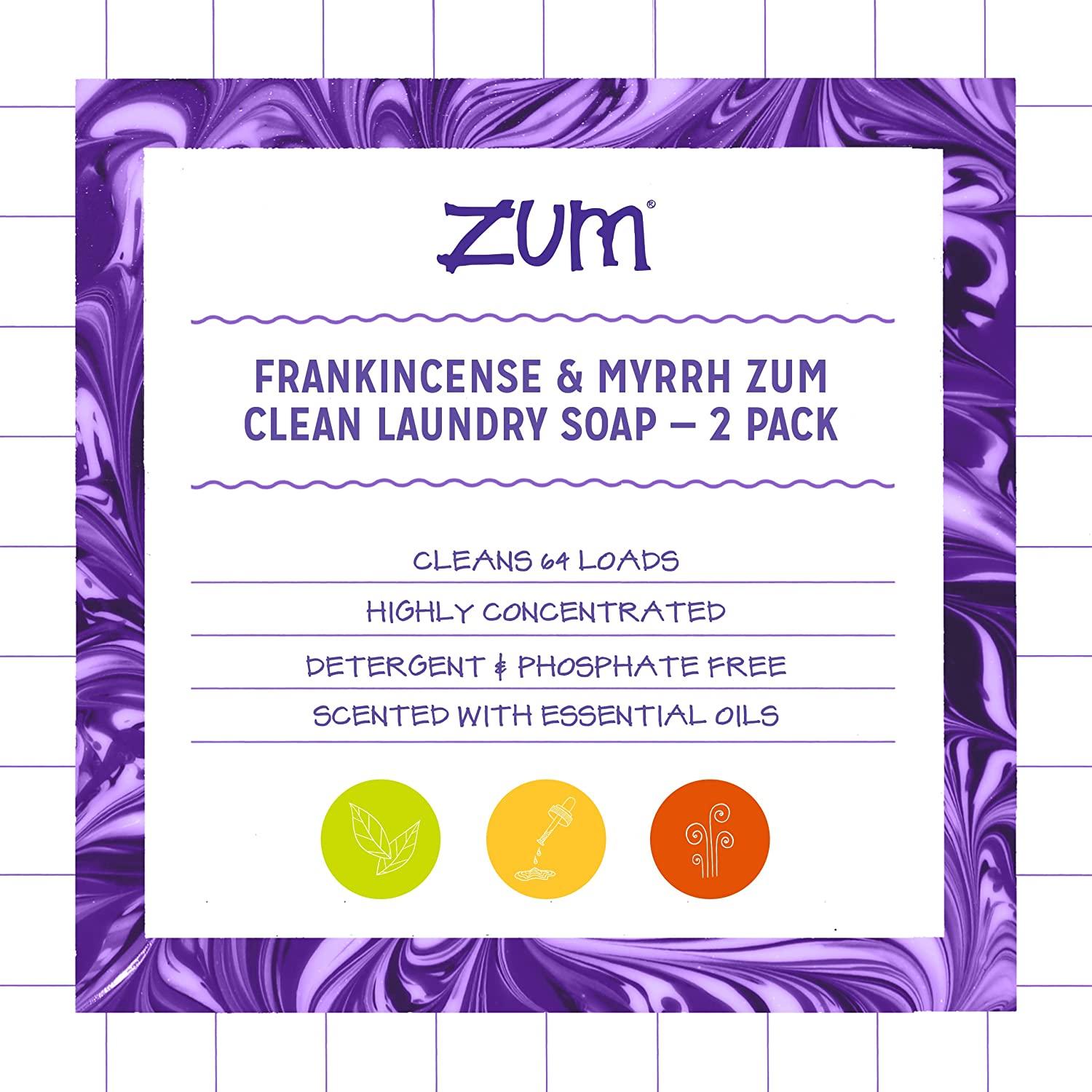 Zum Clean Laundry Soap Frankincense and Myrrh 64 fl oz (2 Pack) Natural Scented Laundry