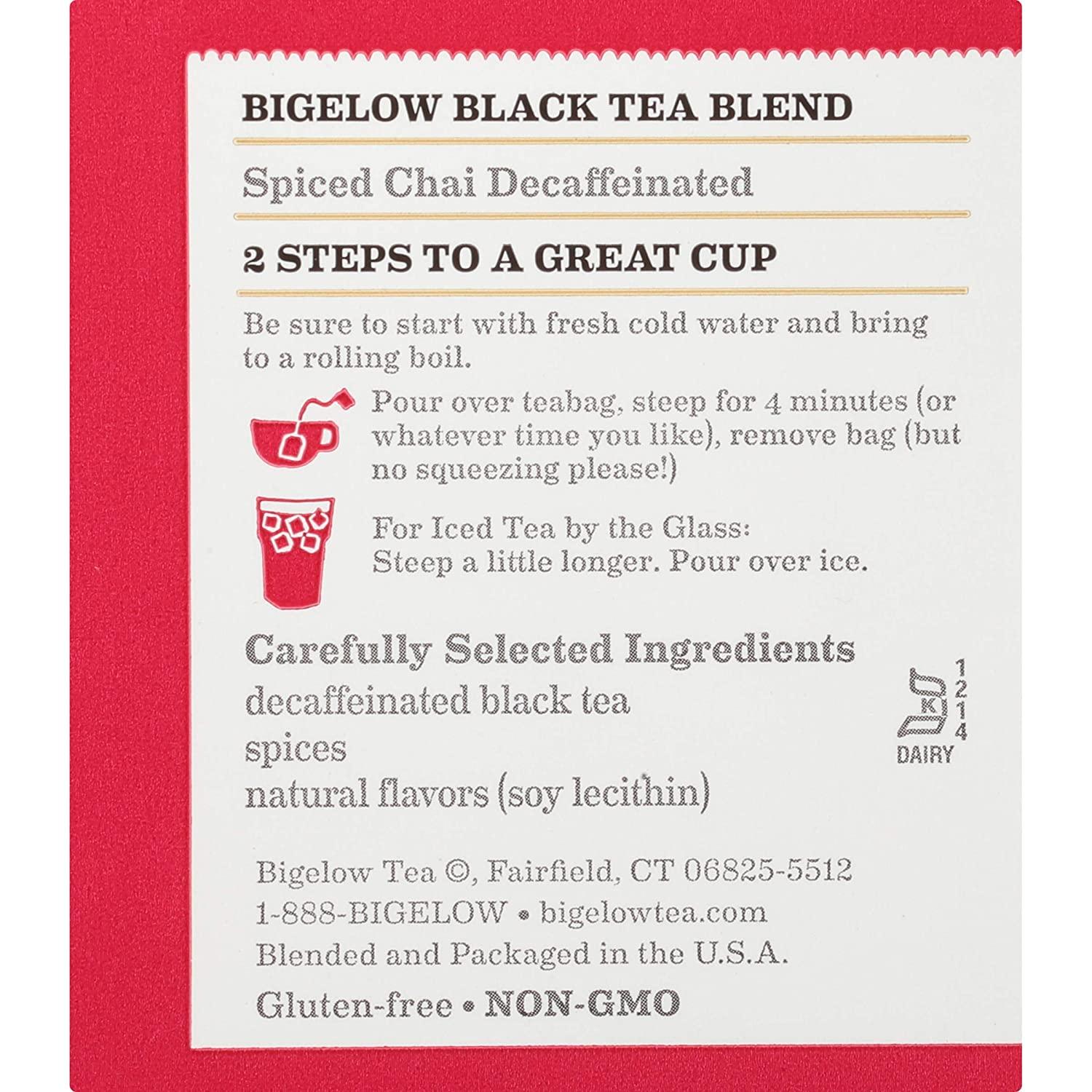 Bigelow Decaffeinated Spiced Chai Black Tea, 20 Count (Pack of 6), 120