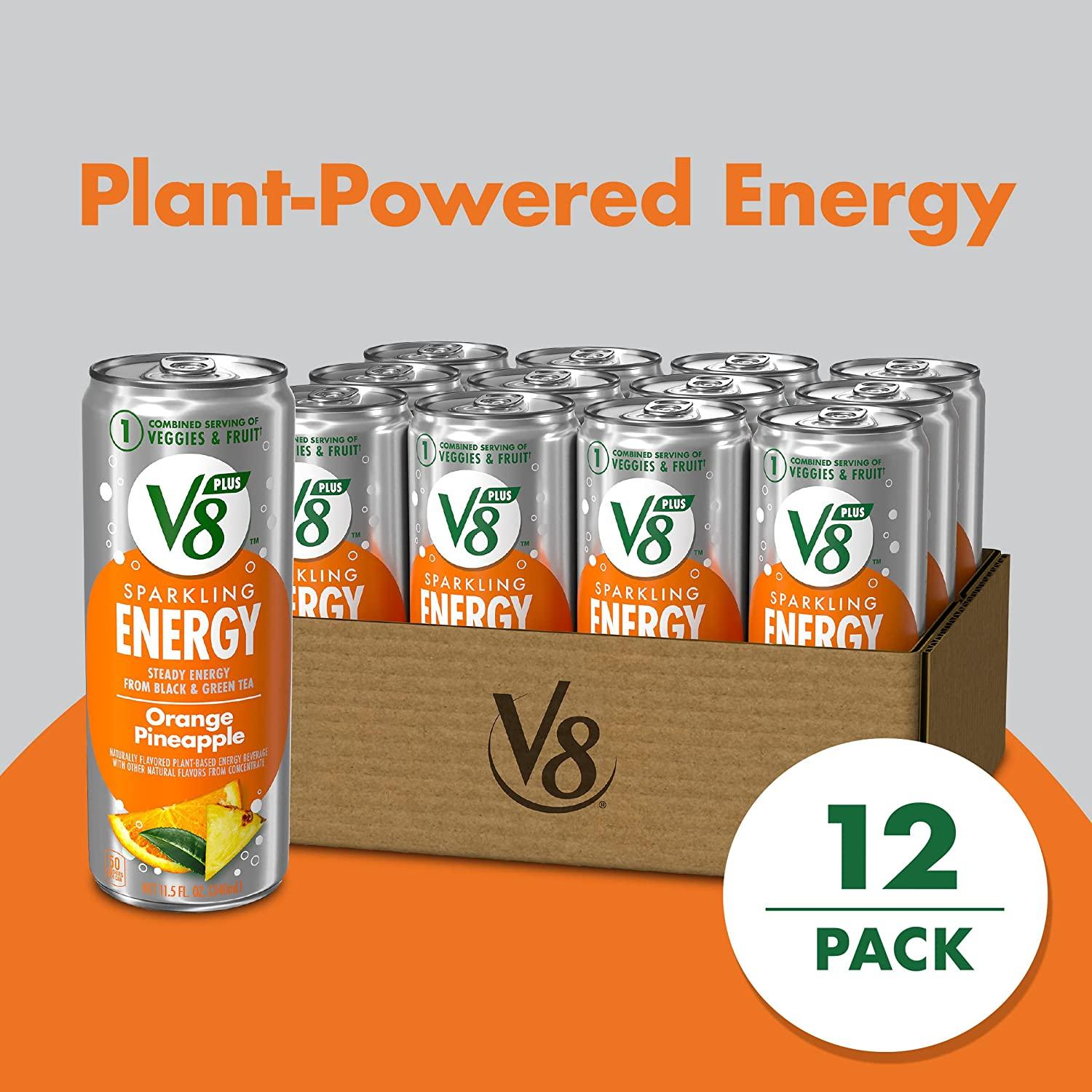 V8 +SPARKLING ENERGY Orange Pineapple Energy Drink, Made with ...