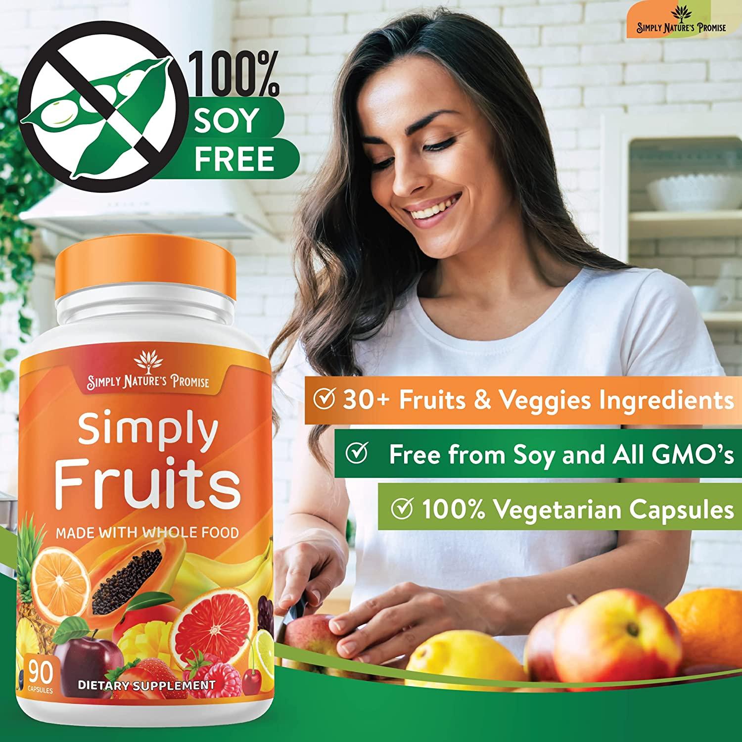 Simply Nature's Promise Fruit & Vegetable Supplements 90 Veggie & 90 Fruit Capsules Whole