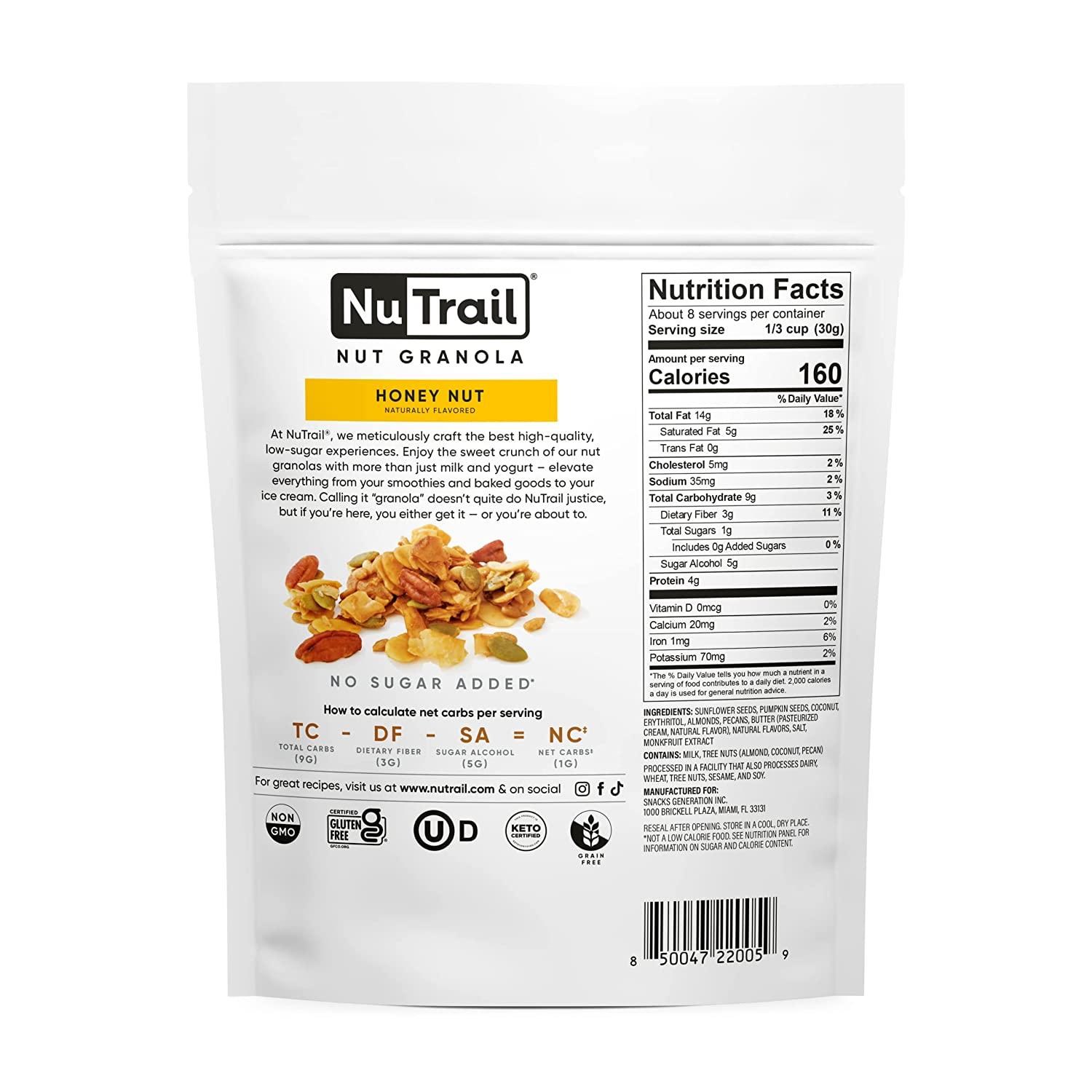 NuTrail Nut Granola Honey Nut No Sugar Added, Gluten Free, Grain Free