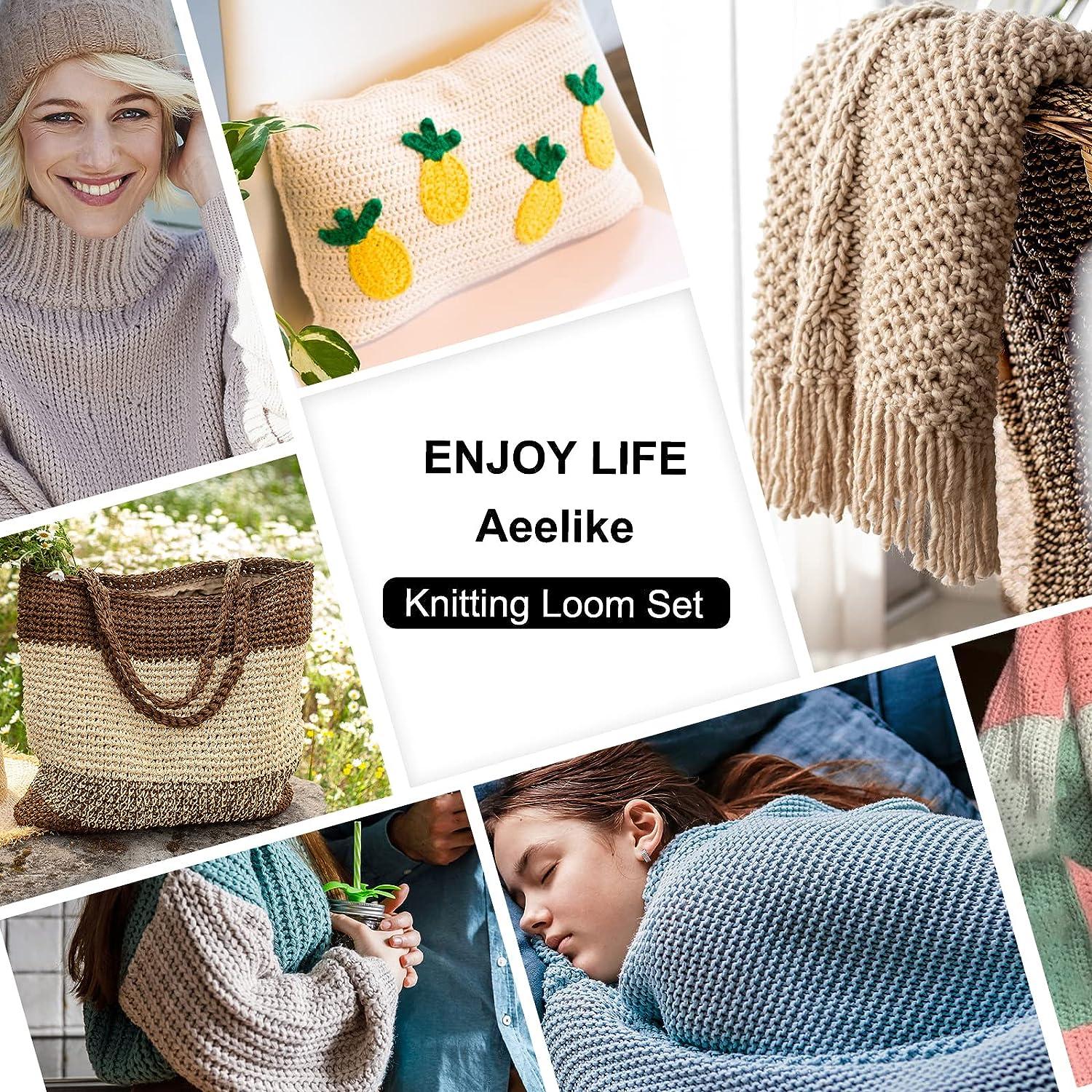 Aeelike Long Knitting Loom Set 47cm Green Plastic Loom Kit for