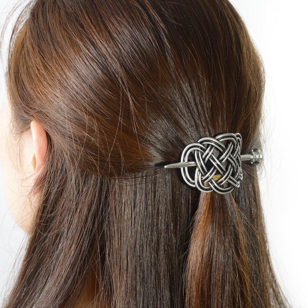 Viking Celtic Hair Slide Hairpins- Viking Hair Accessories Celtic Knot Hair  Barrettes Antique Silver Hair Sticks Irish Hair Decor for Long Hair Jewelry  Braids Hair Clip With Stick (ID-HH)