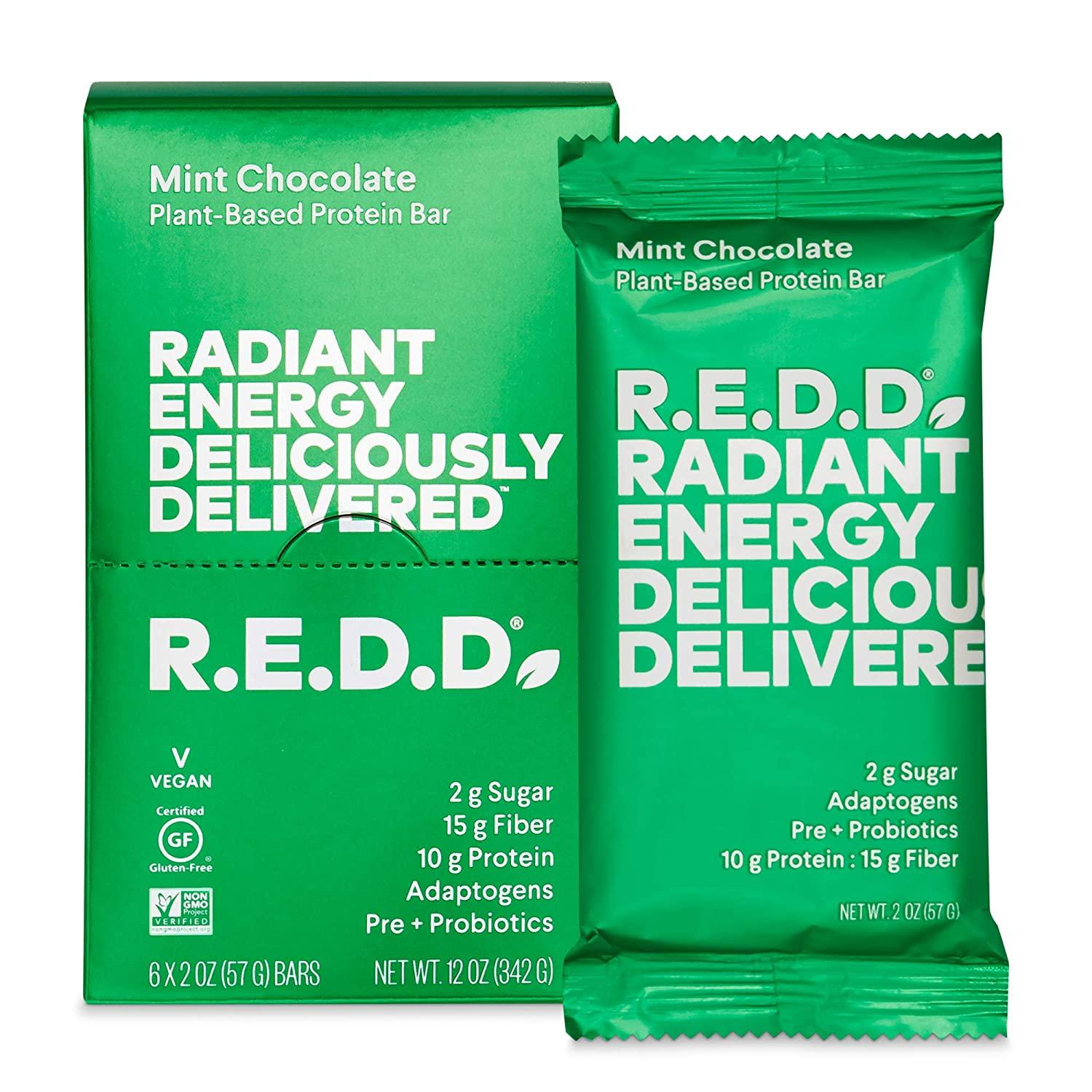 R.E.D.D. Bar, Vegan Protein Bar, Low Sugar & GlutenFree, Mint