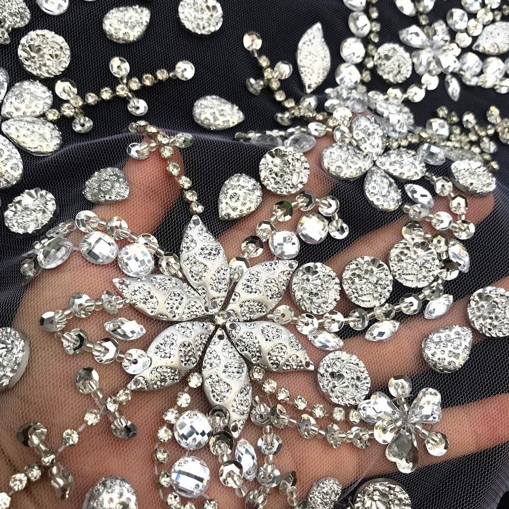 Sew on Crystal Rhinestones Beaded Appliques Back Patch for