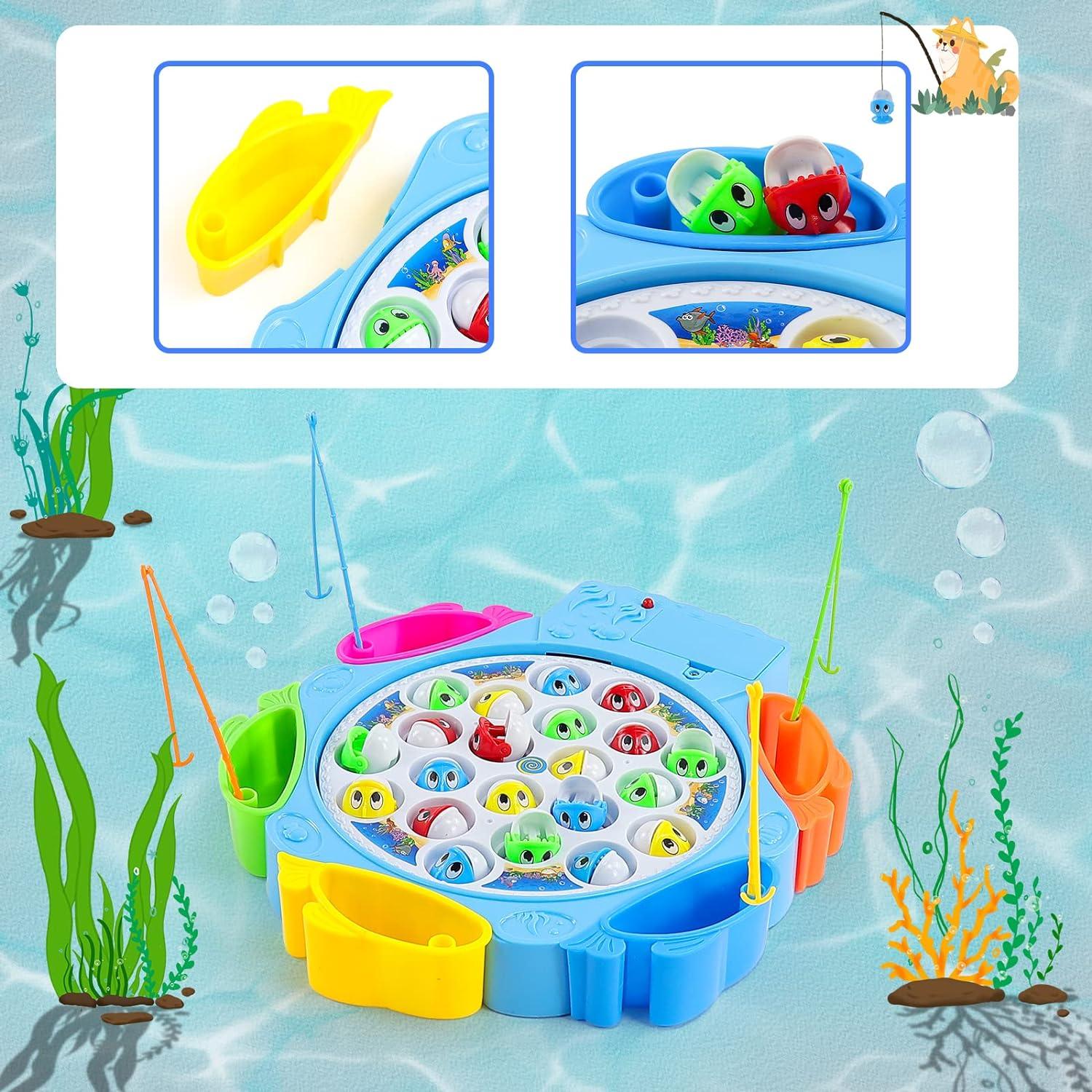 Nuheby Fish Game Toy Fishing Toys for 3 4 5 6 Year Old Boys Girls Kids  Gifts Musical Fishing Rod Set Board Games Toddler Toys Role Play Game for 3  4 5 6 Year Old Boy Girl
