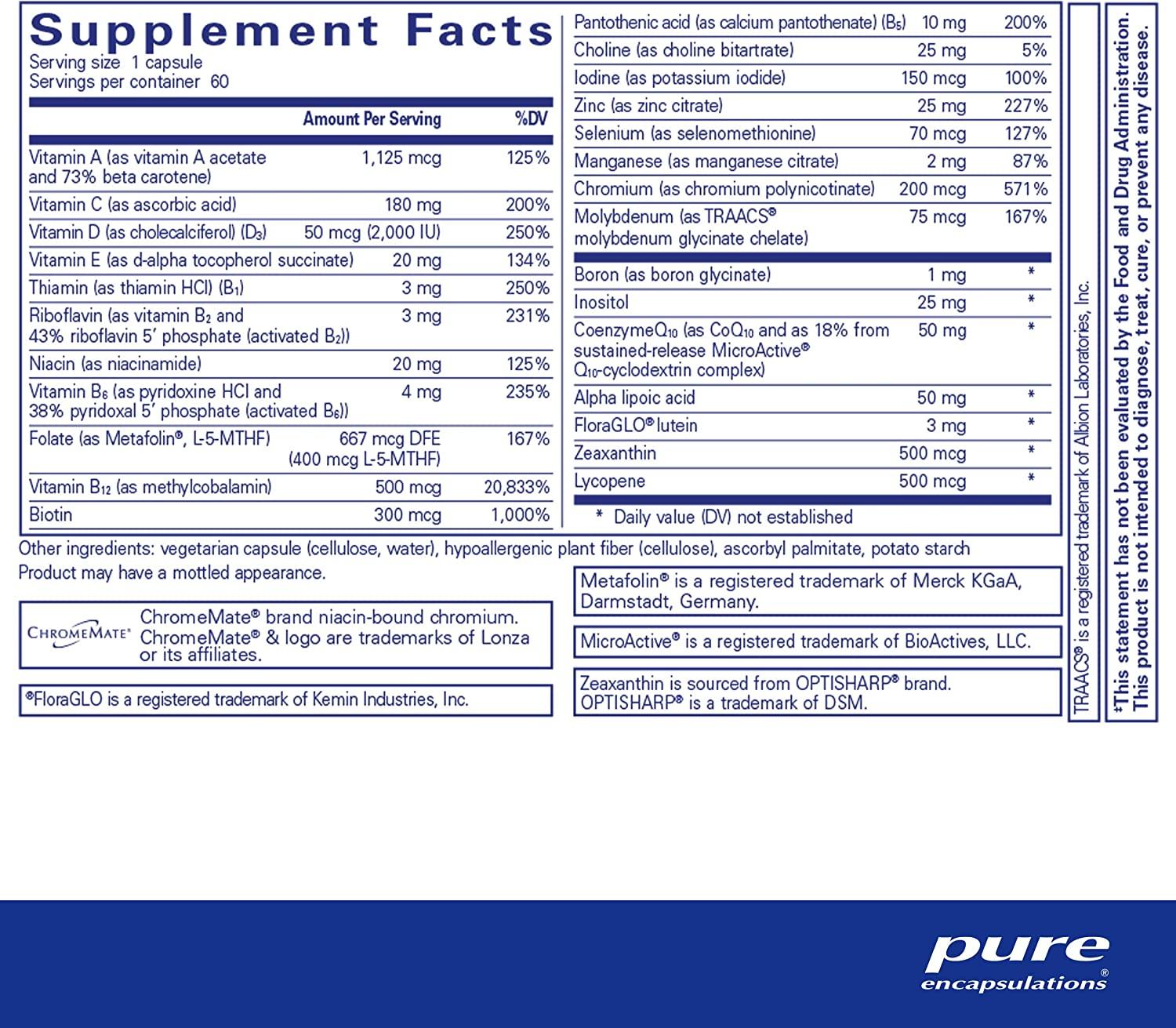 Pure Encapsulations O.N.E. Multivitamin with Antioxidant Complex 60