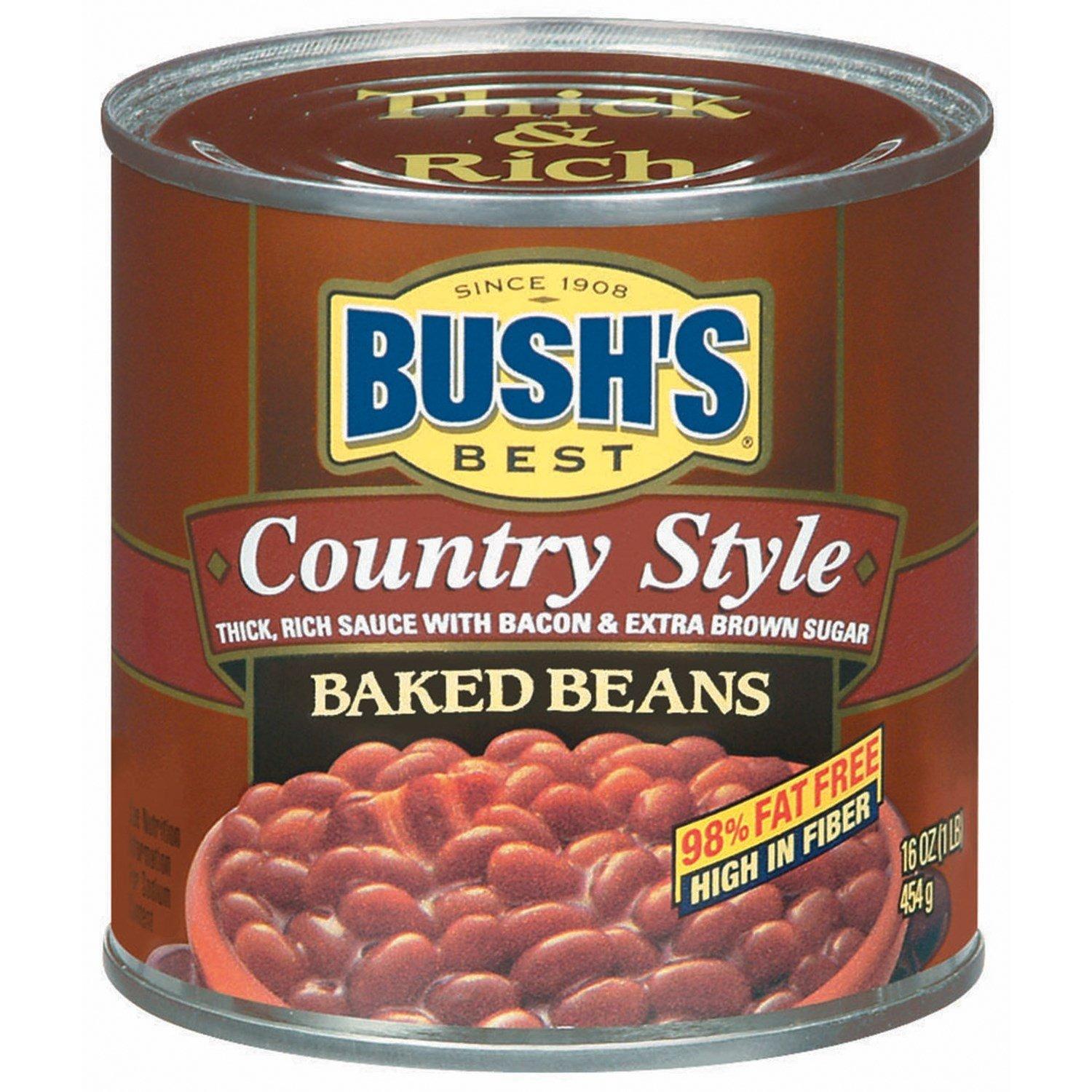 BUSH'S BEST Canned Country Style Baked Beans (Pack of 12), Source of Plant Based Protein and