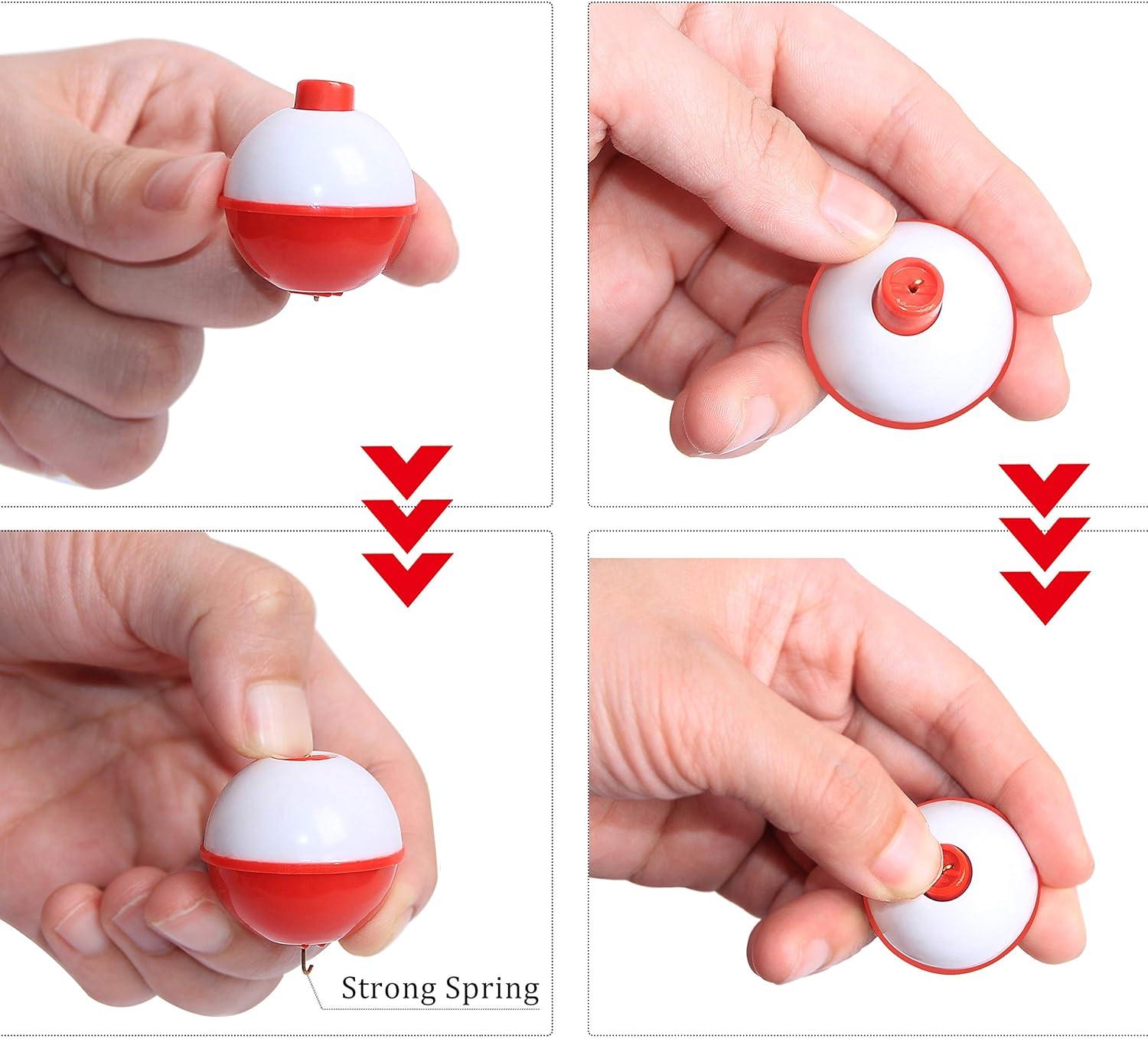 Fishing Bobbers Set Snap Hard ABS on Red/White Fishing Floats Bobbers Push  Button Round Buoy Floats Fishing Tackle Accessories Size:  0.5/0.75/1/1.25/1.5/2 Inch 10pcs-50pcs/lot 2.0 inch_pack of 10