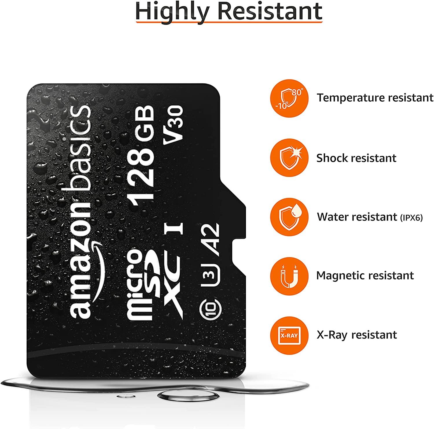 Amazon Basics 128GB microSDXC Memory Card with Adapter | A2 U3