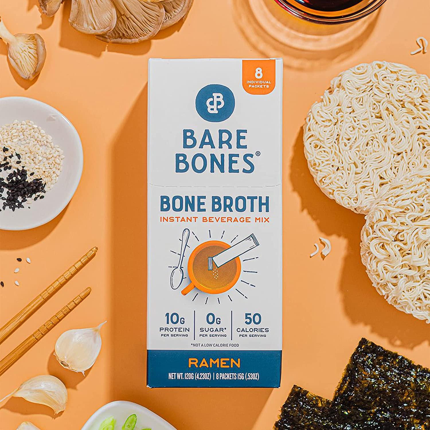 Bare Bones Bone Broth Ramen Instant Powdered Mix 8 Count 10g Protein