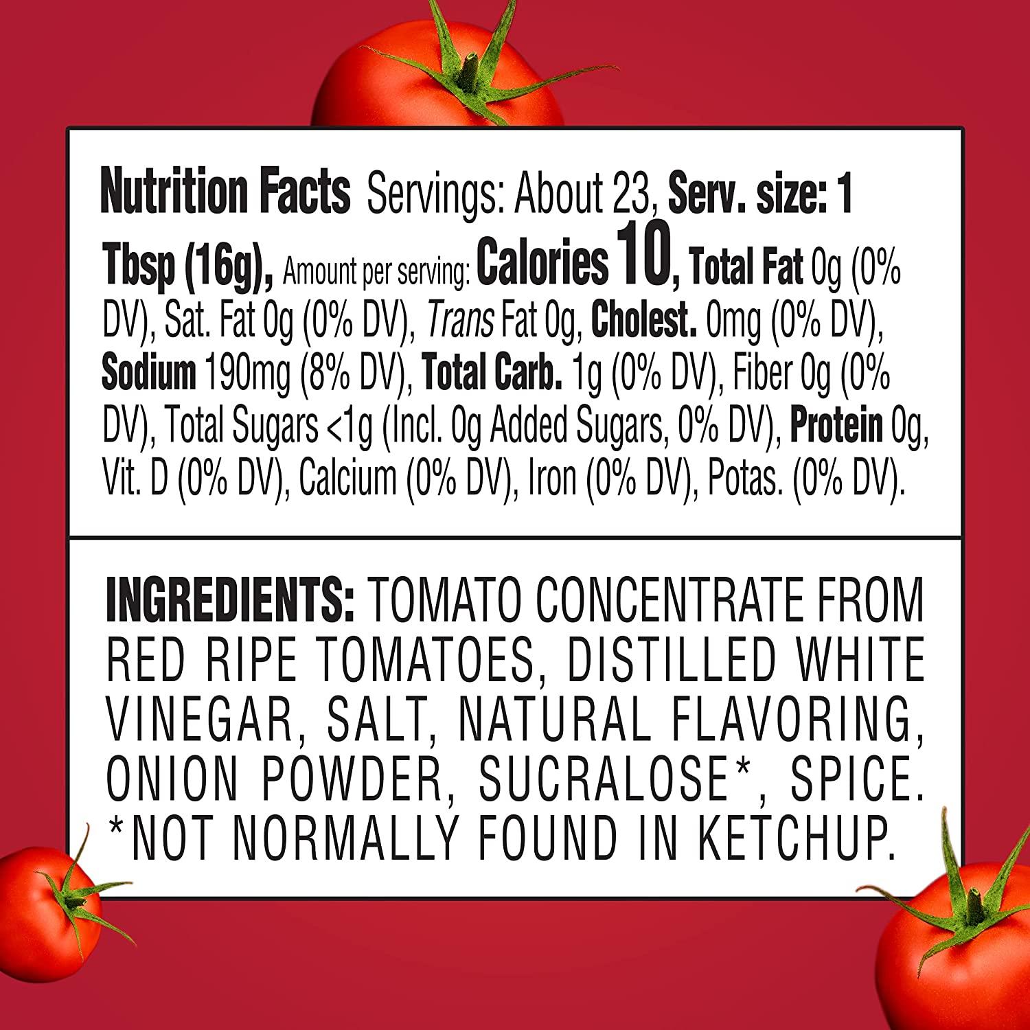 Heinz Tomato Ketchup with No Sugar Added (6 ct Pack, 13 oz Bottles) No