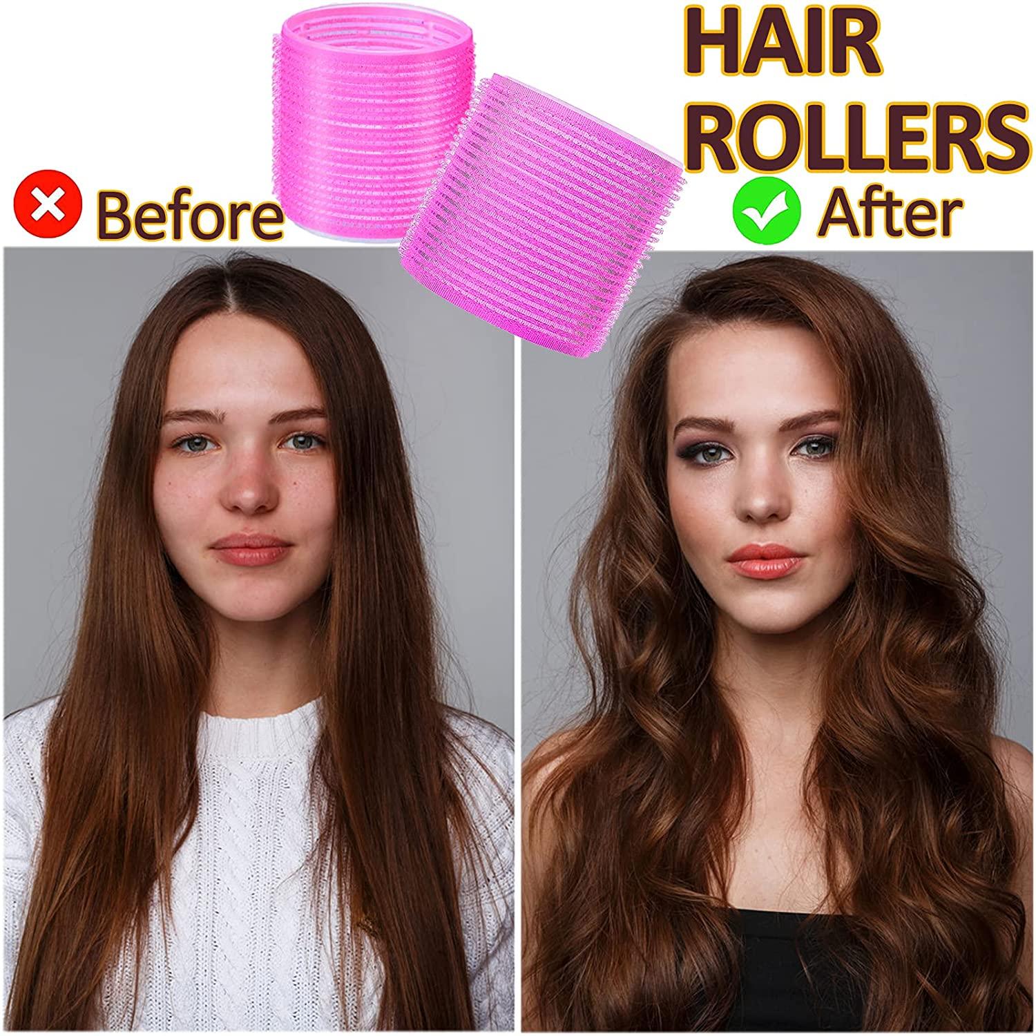 Super Jumbo Hair Rollers 12 Pack Self Grip Salon Curlers for DIY Curly Hairstyles Long Hair Curlers Set Colors Vary