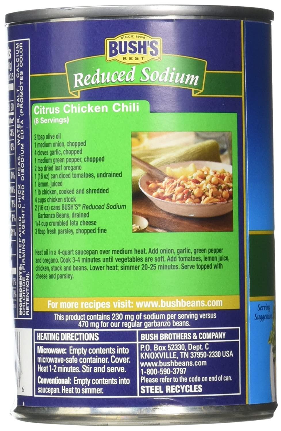 BUSH'S BEST Reduced Sodium Garbanzo Beans, Source of Plant Based