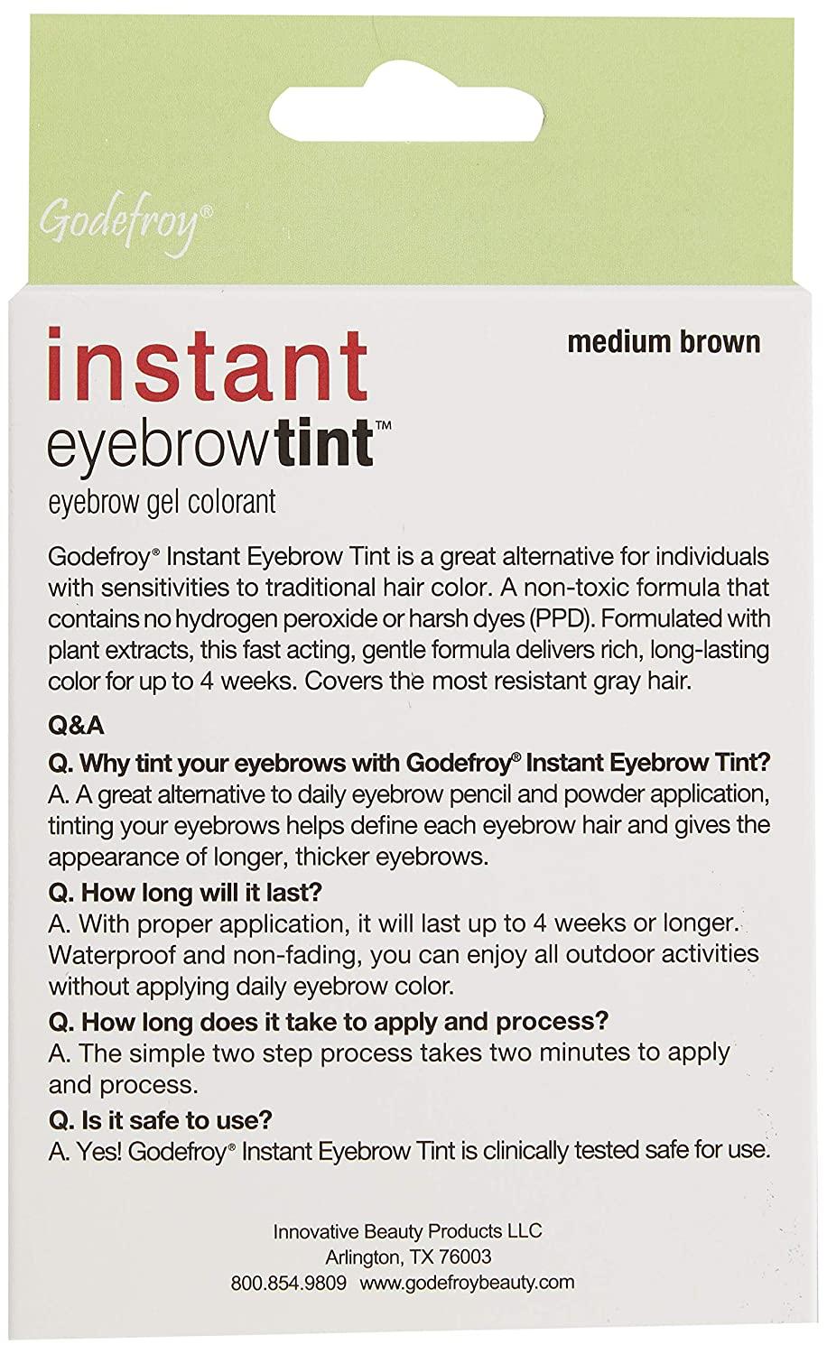 Godefroy Instant Eyebrow Color, Medium Brown, 0.18 ounces, 12weeks of