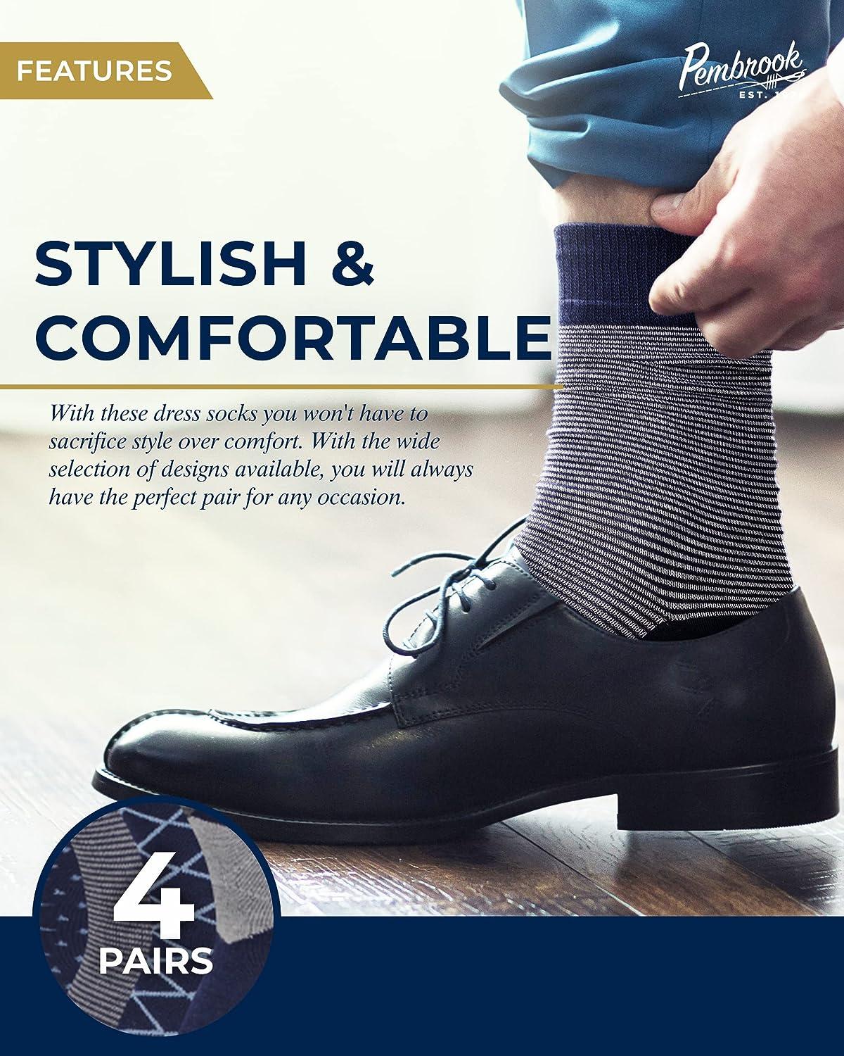 Pembrook Men's Diabetic Dress Socks Pairs, Odor-Free Stylish