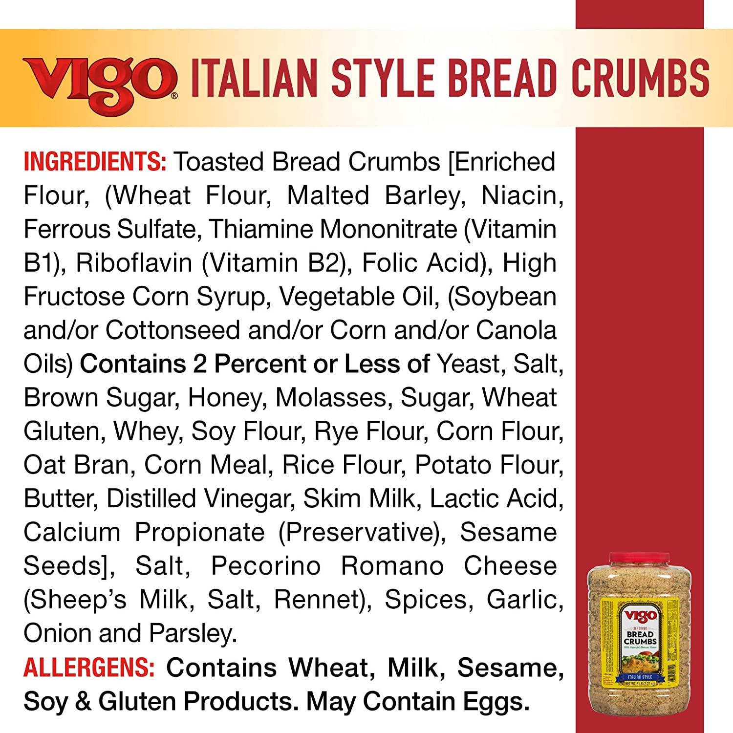 Vigo Italian Style Seasoned Bread Crumbs with Imported Roman Cheese