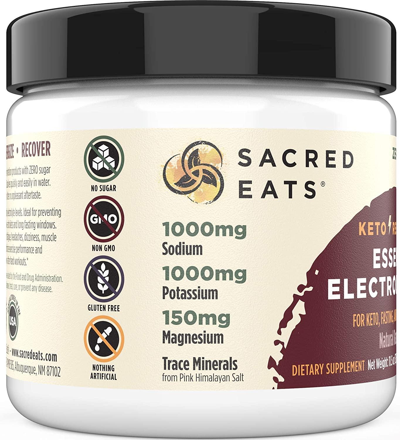 Sacred Eats Keto Electrolyte Powder 1000mg Potassium & Sodium, 150mg