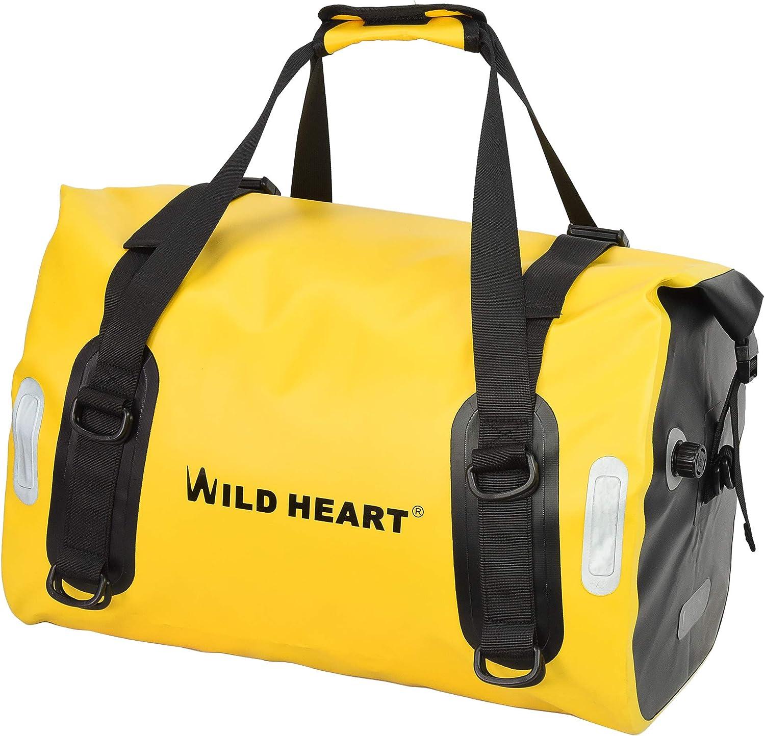  WILD HEART Waterproof Bag 55L 66L 77L Motorcycle Dry Duffel Bag  for Travel,Motorcycling, Cycling,Hiking,Camping (66L, Yellow) : Automotive