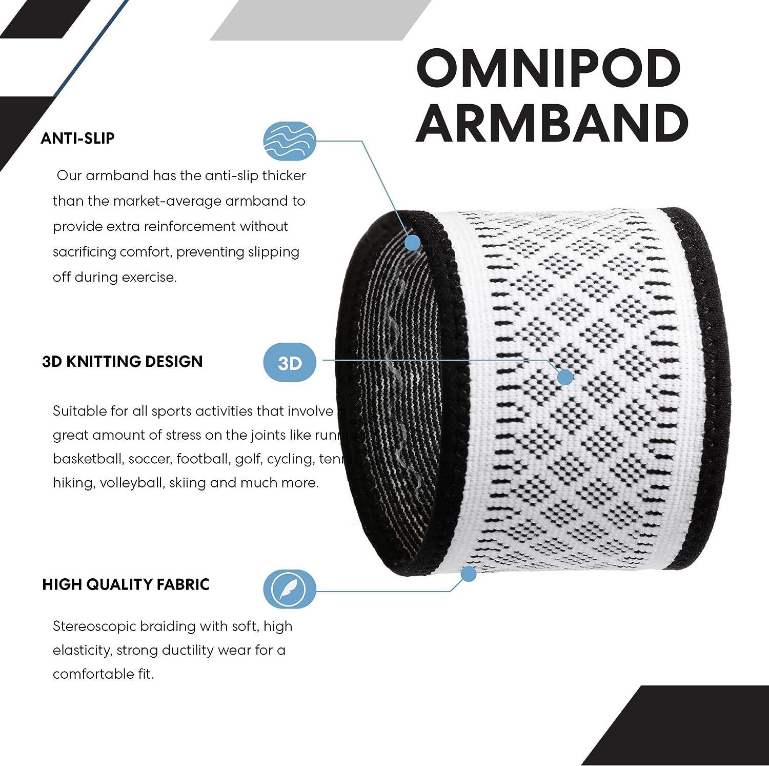 Diabetes Arm Band for Omnipod, Freestyle Libre White XL Protects Insulin Pod During