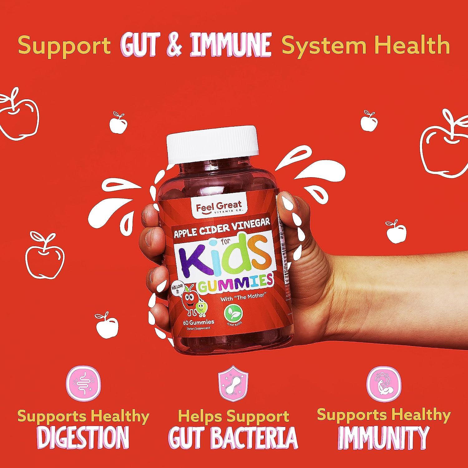 Feel Great Apple Cider Vinegar Gummies for Kids Rich in Digestive
