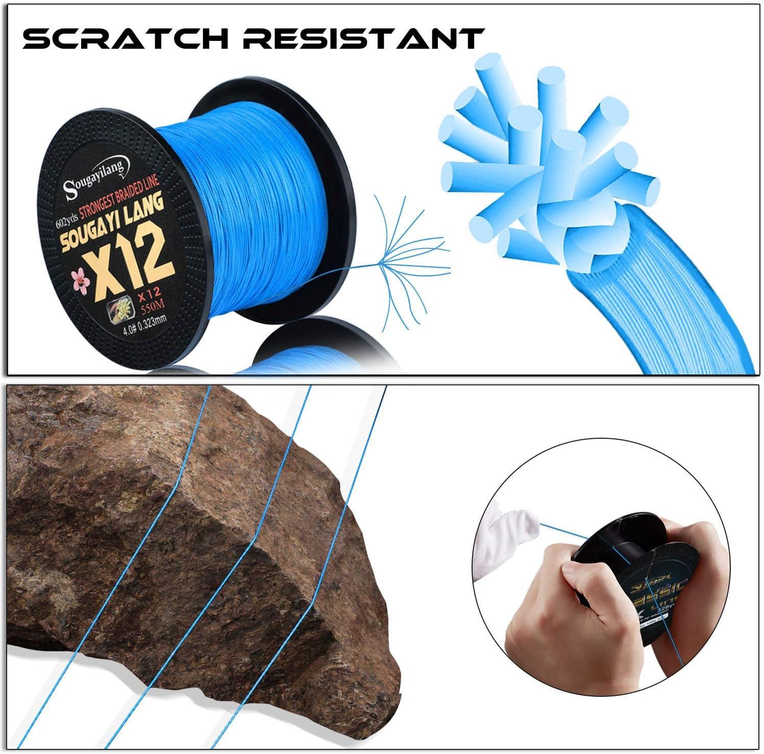 Sougayilang 12 Strand Braided Fishing Line - Abrasion Resistant, Zero  Stretch Braid, Blue 58 LB/0.405mm-550M | Buy Now with Express International  Delivery | GoSupps.com