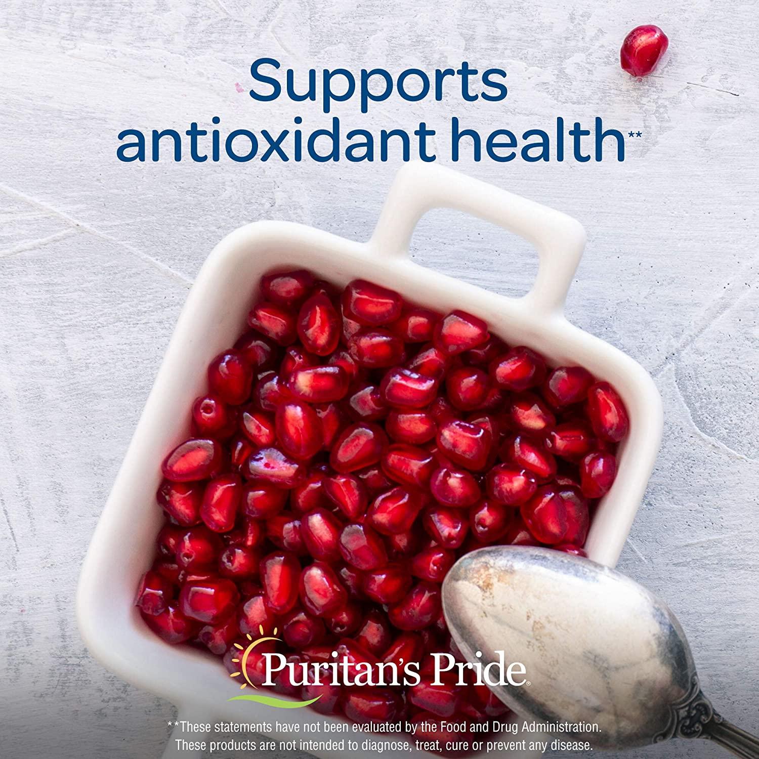Puritan's Pride Pomegranate Extract 500mg Capsules Antioxidant Support 60 Count