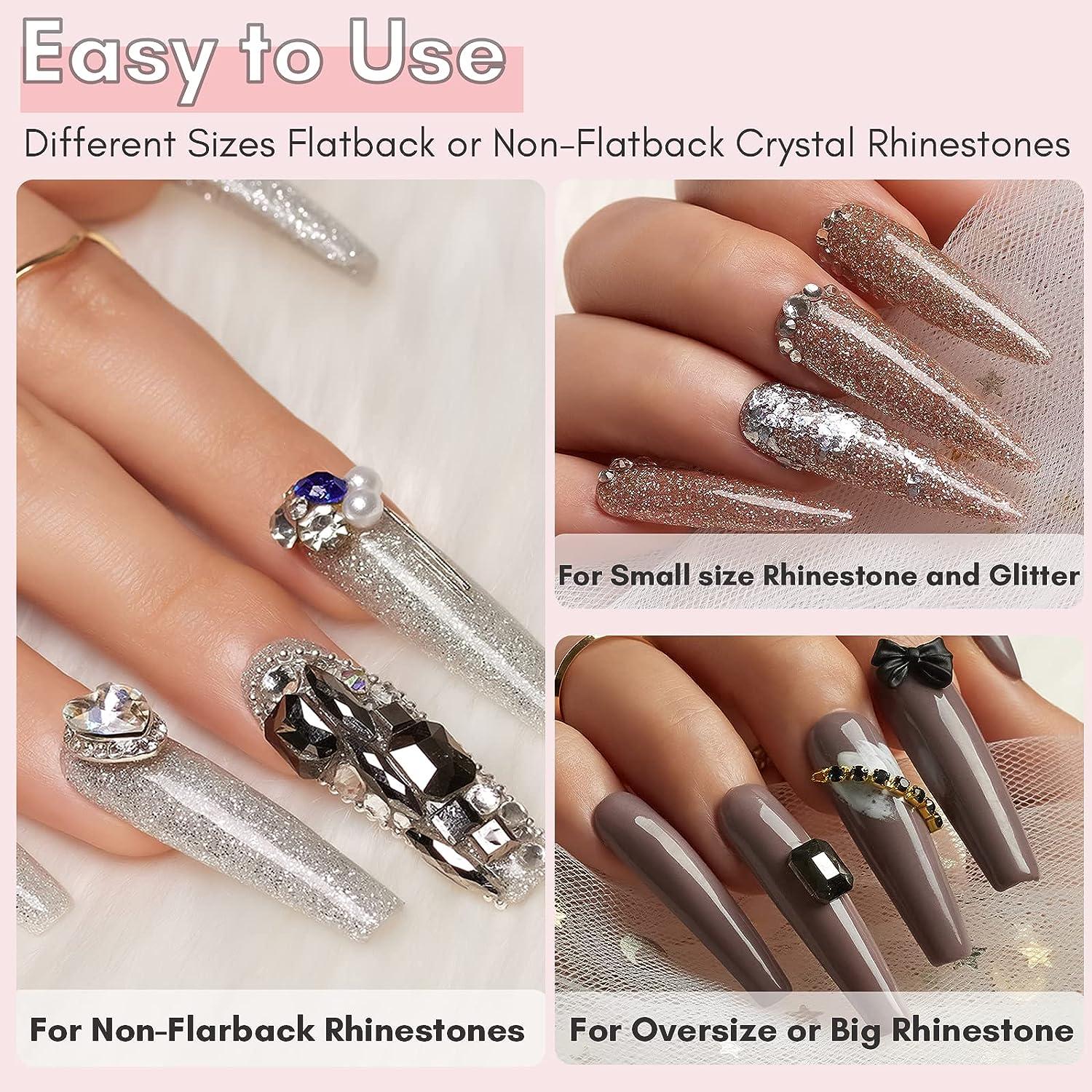 2Pcs Nail Rhinestone Glue Gel,Clear Nail Glue Precision Pen Super Strong  Adhesive Nail Art Glue Gel for Nail Glitter Nail Gems Nail Jewels Nail