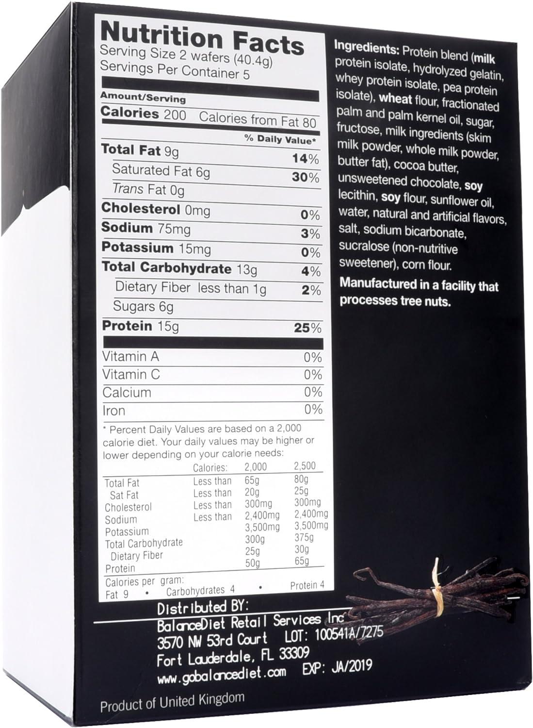 BalanceDiet High Protein Vanilla Wafers Healthy Snack or Dessert 5 Pack