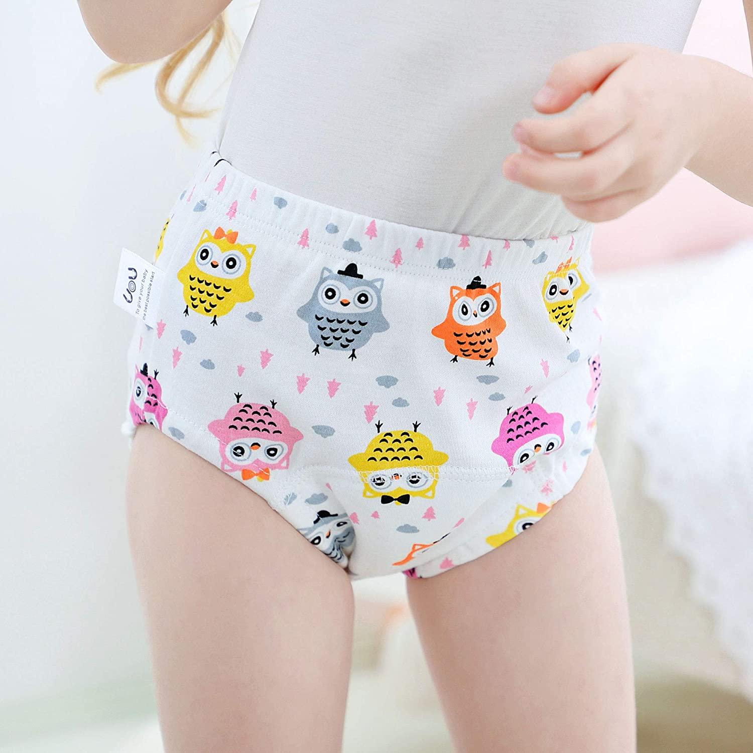 Toddler Potty Training Pants 4 Pack,Cotton Training Underwear Size  2T,3T,4T,Waterproof Underwear for Kids Pink 4T